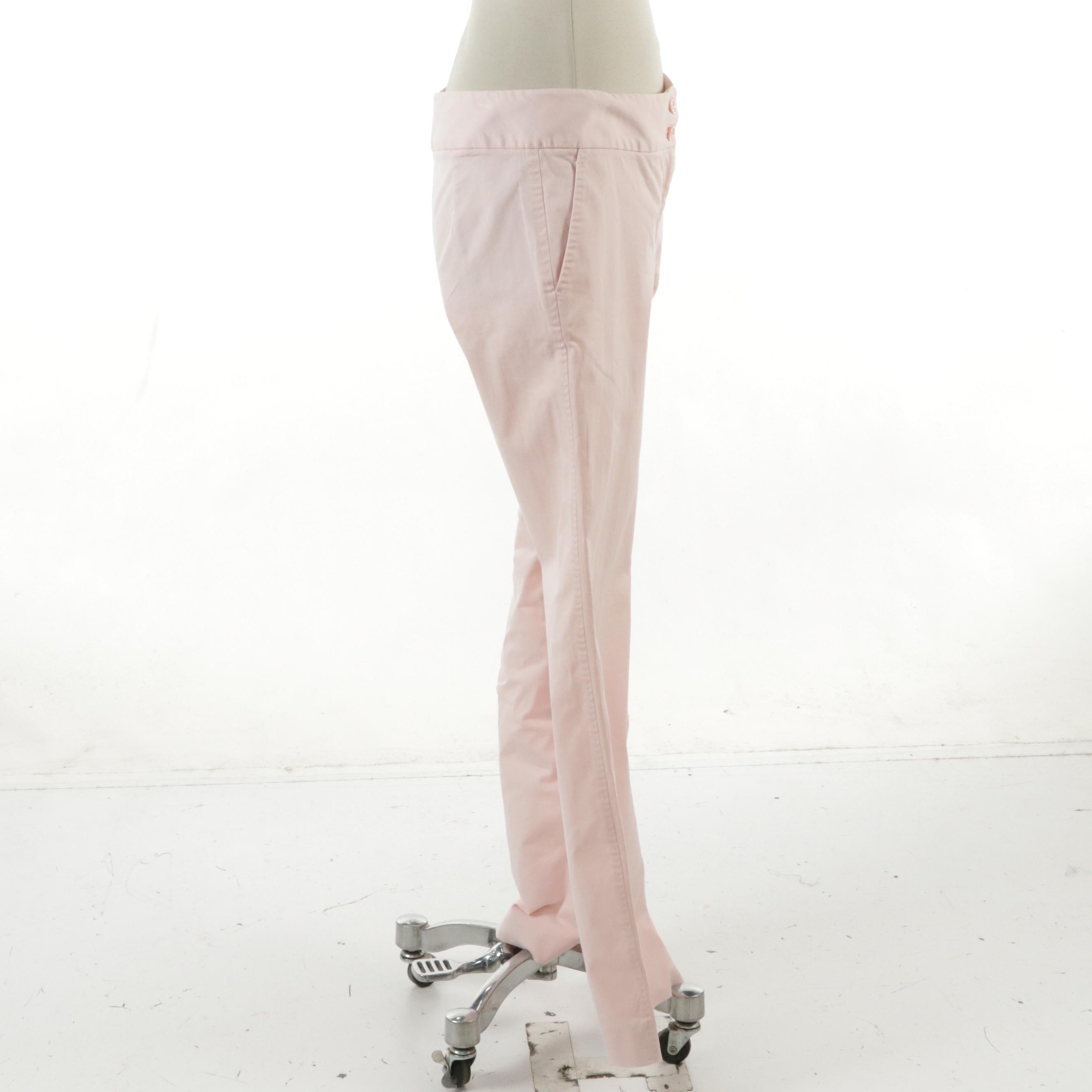 Dolce & Gabbana Wide Leg Pant in Pale Pink Cotton