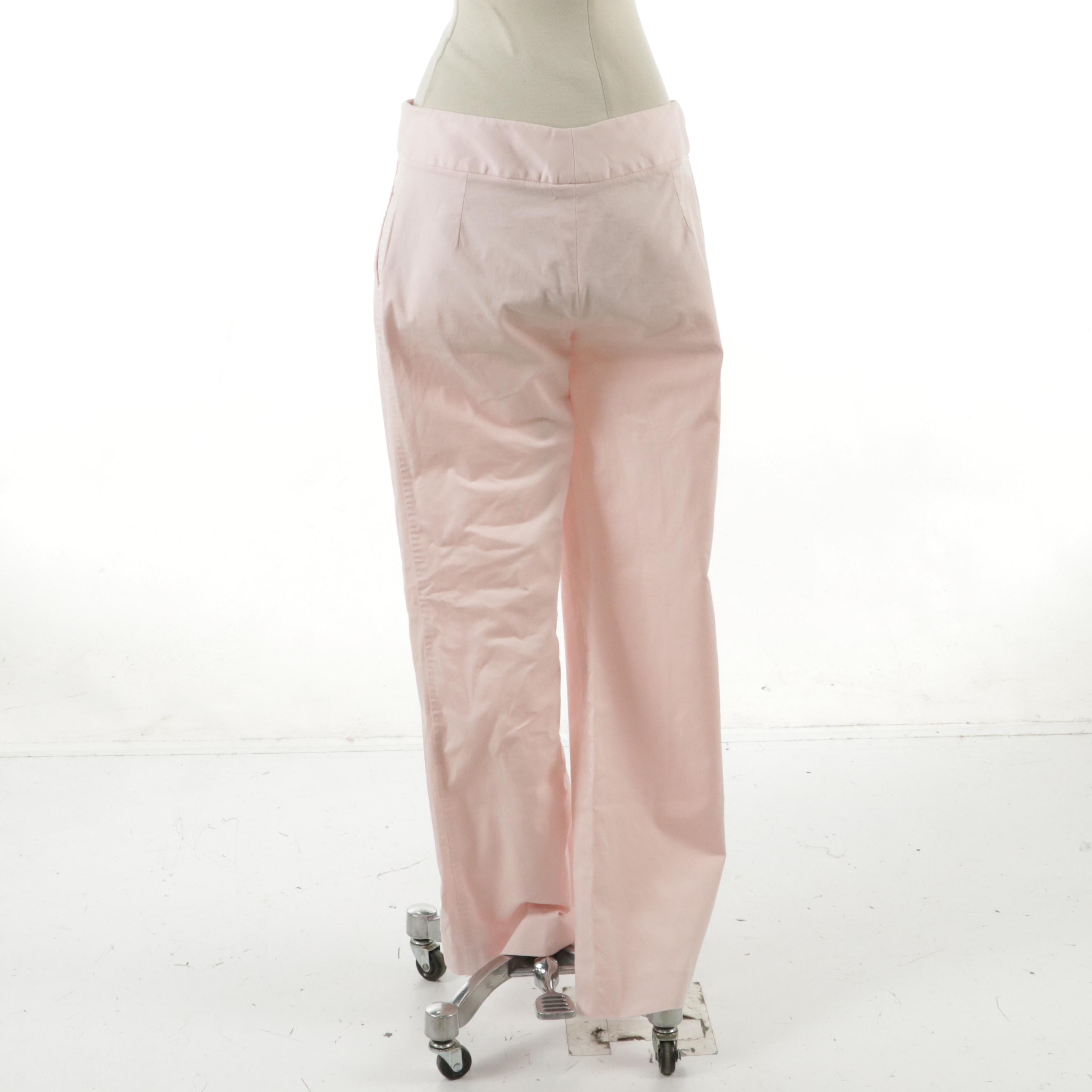 Dolce & Gabbana Wide Leg Pant in Pale Pink Cotton