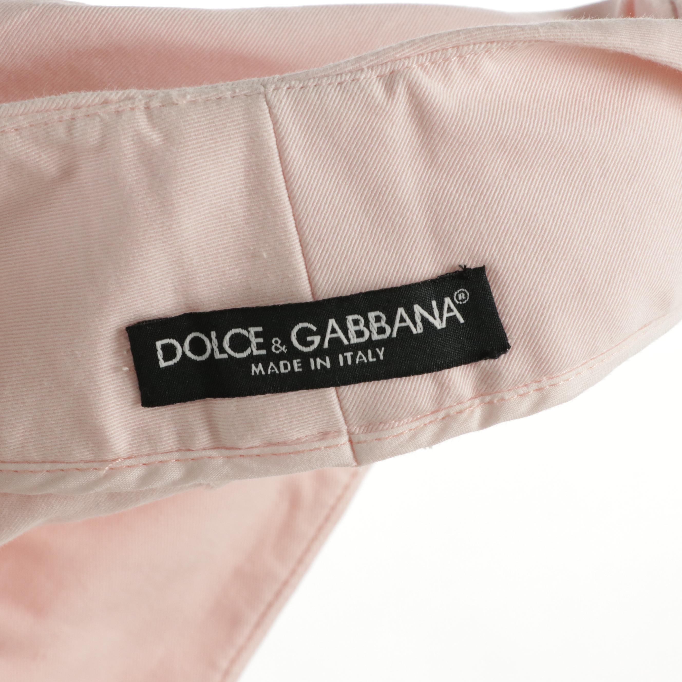 Dolce & Gabbana Wide Leg Pant in Pale Pink Cotton