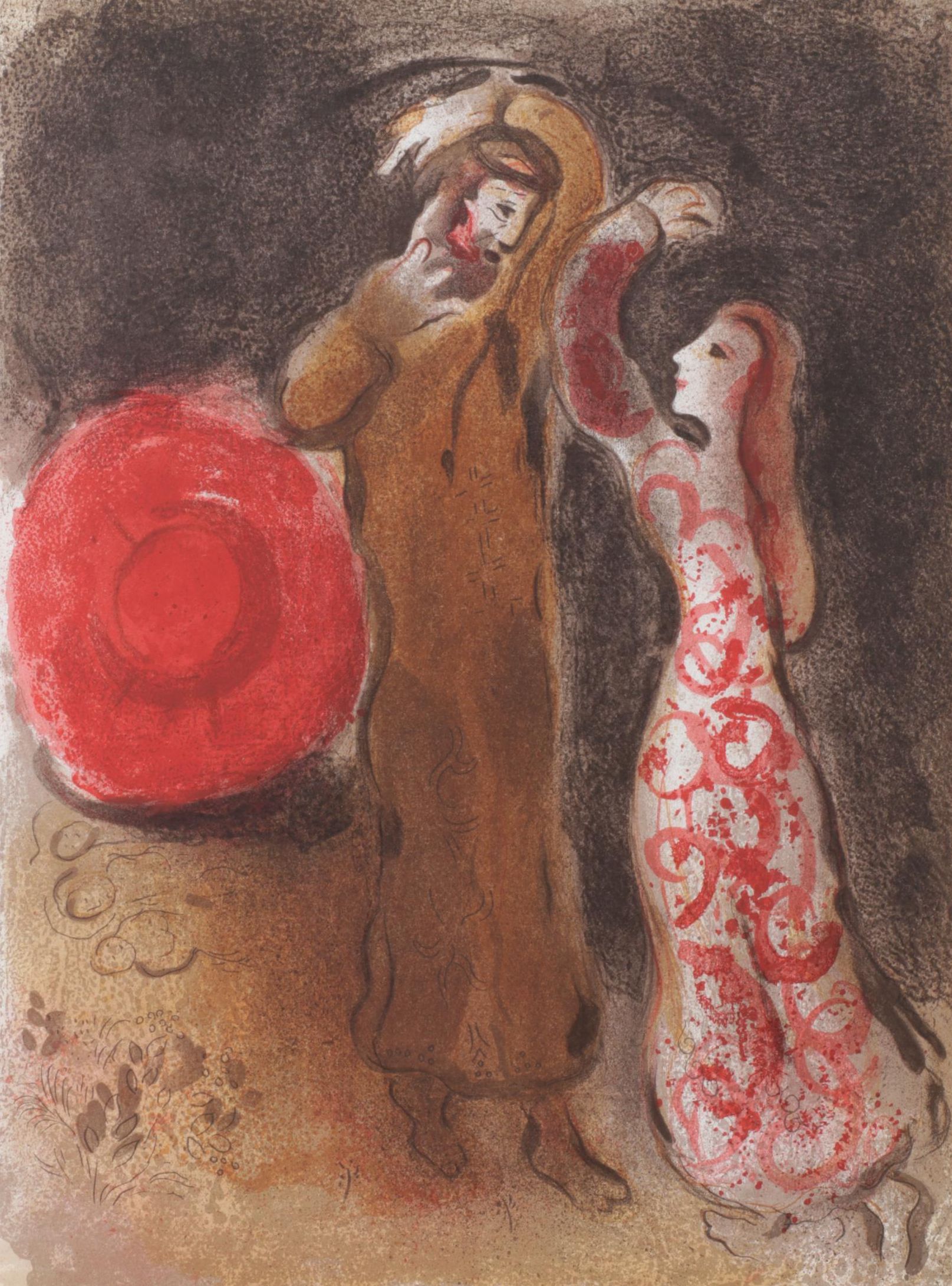 Marc Chagall Color Lithograph "Rencontre de Ruth et Boaz" From "Verve," 1960