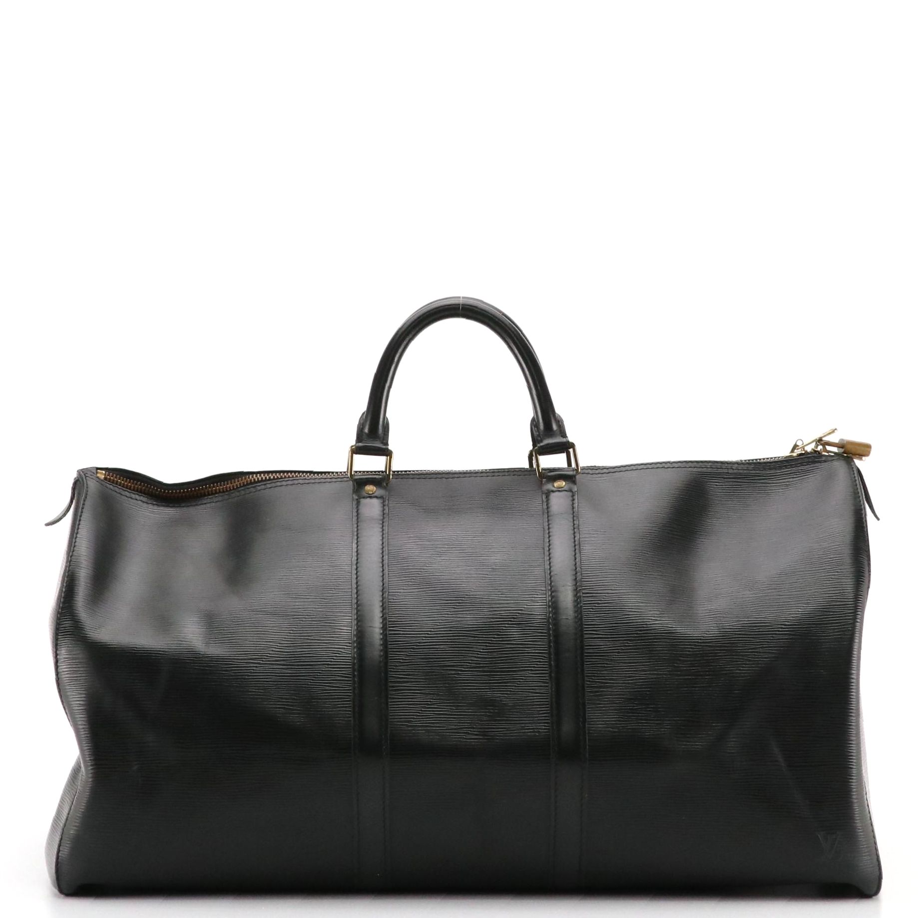 Louis Vuitton Keepall 55 in Black Epi and Smooth Leather