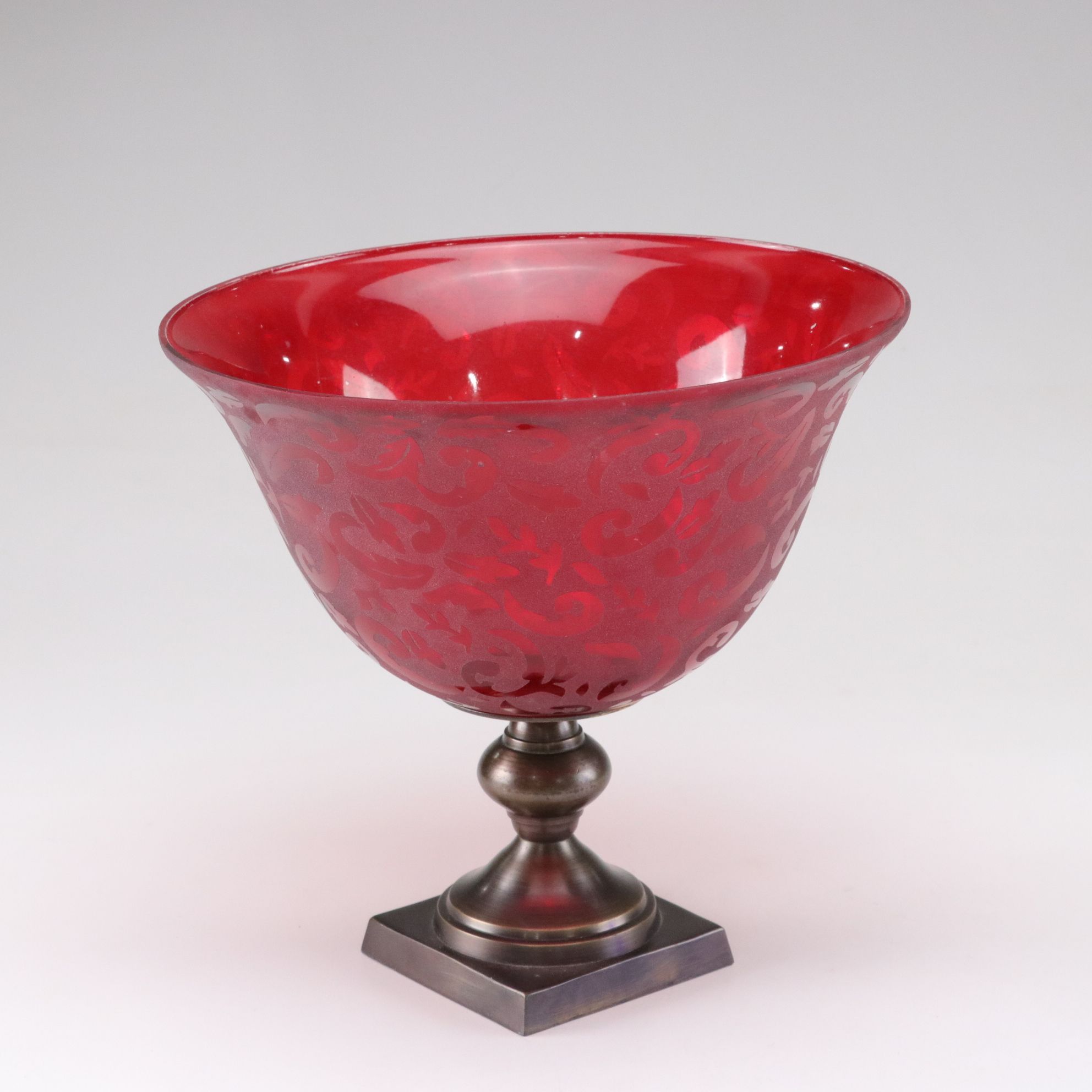 Frosted Flash Glass Bowl & Navy Blue Vases