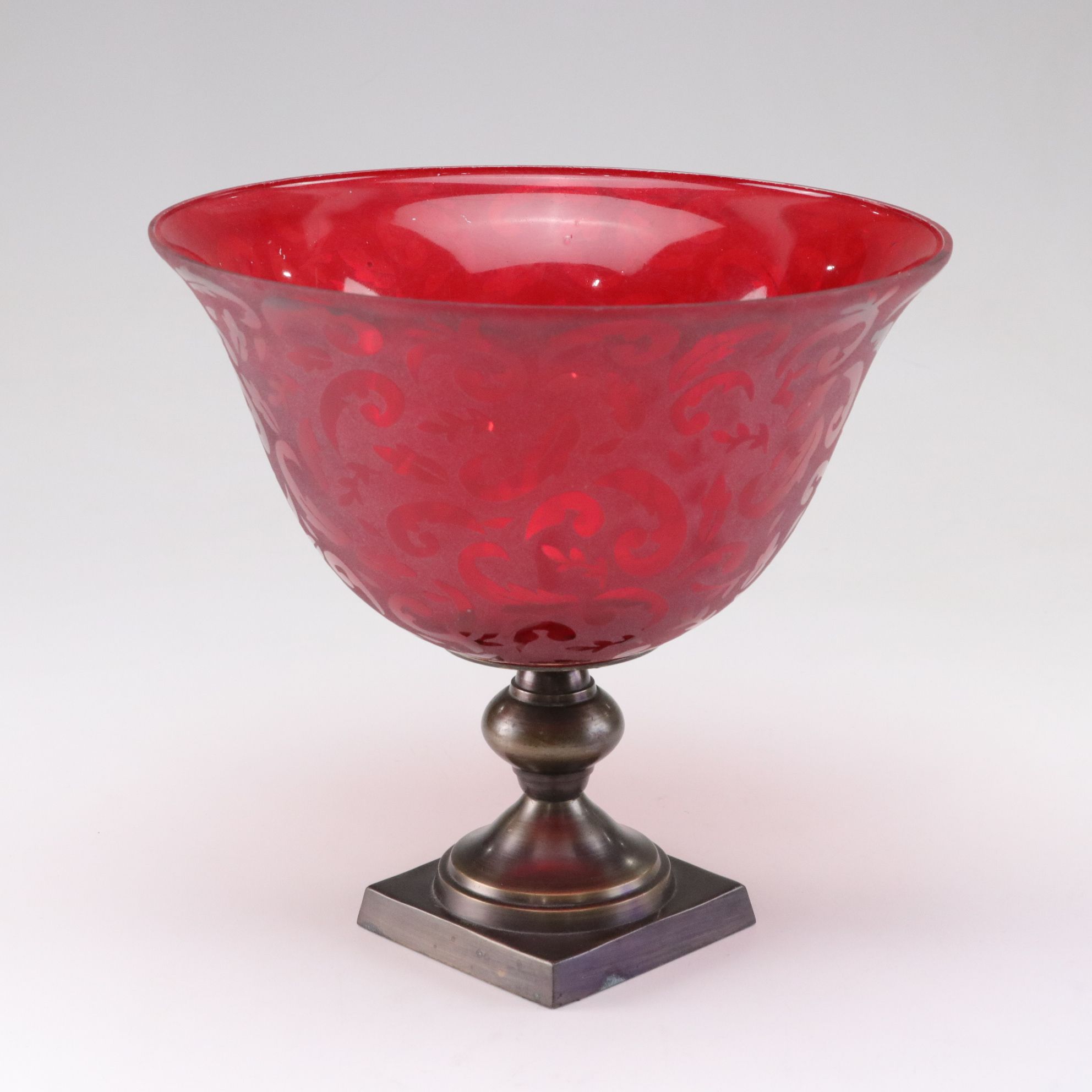 Frosted Flash Glass Bowl & Navy Blue Vases