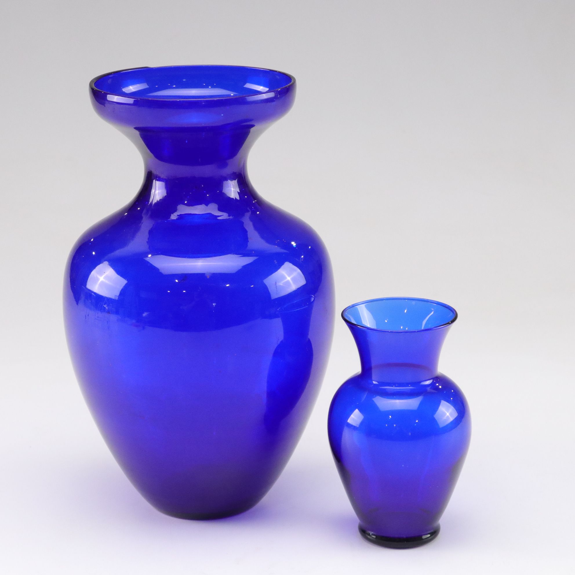 Frosted Flash Glass Bowl & Navy Blue Vases