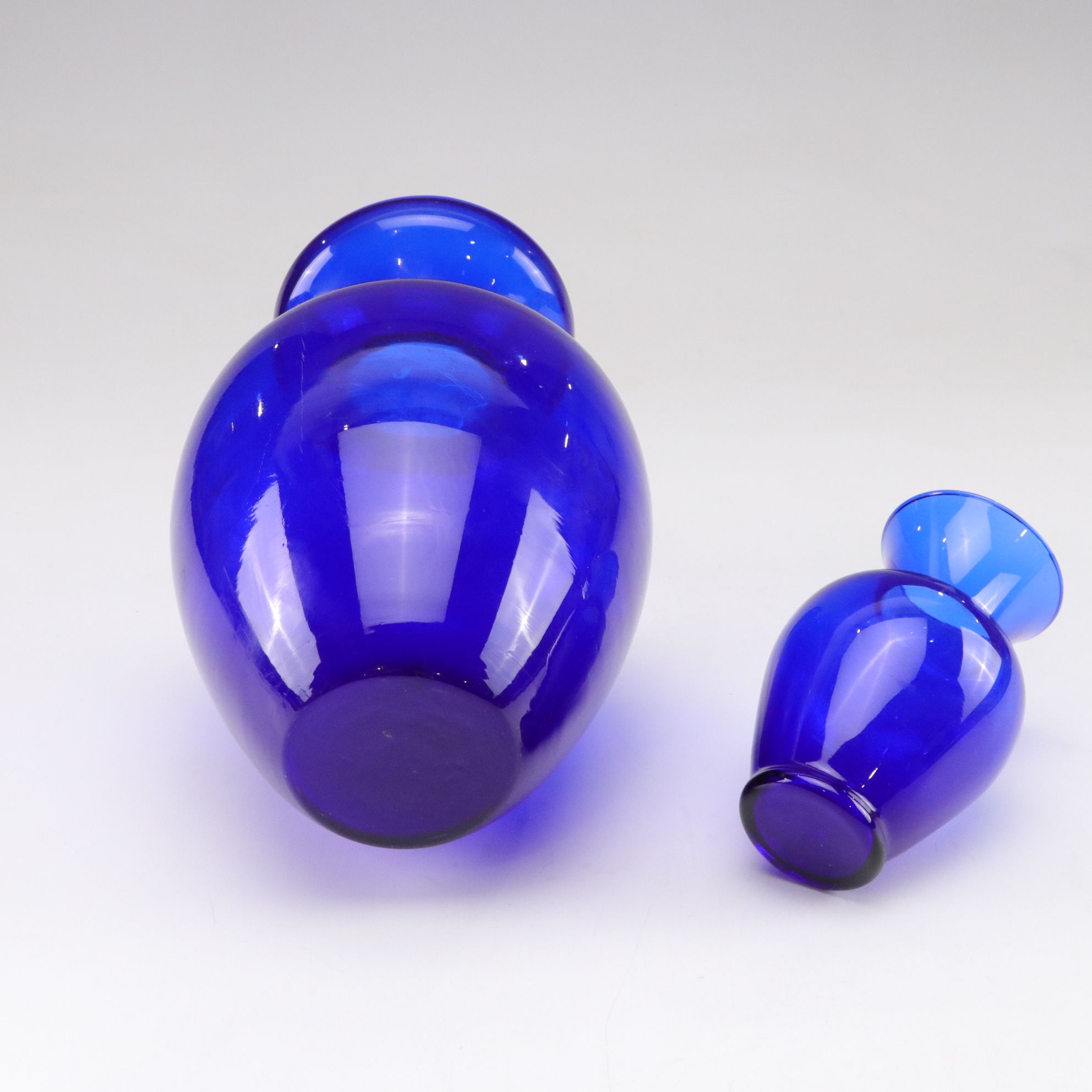 Frosted Flash Glass Bowl & Navy Blue Vases