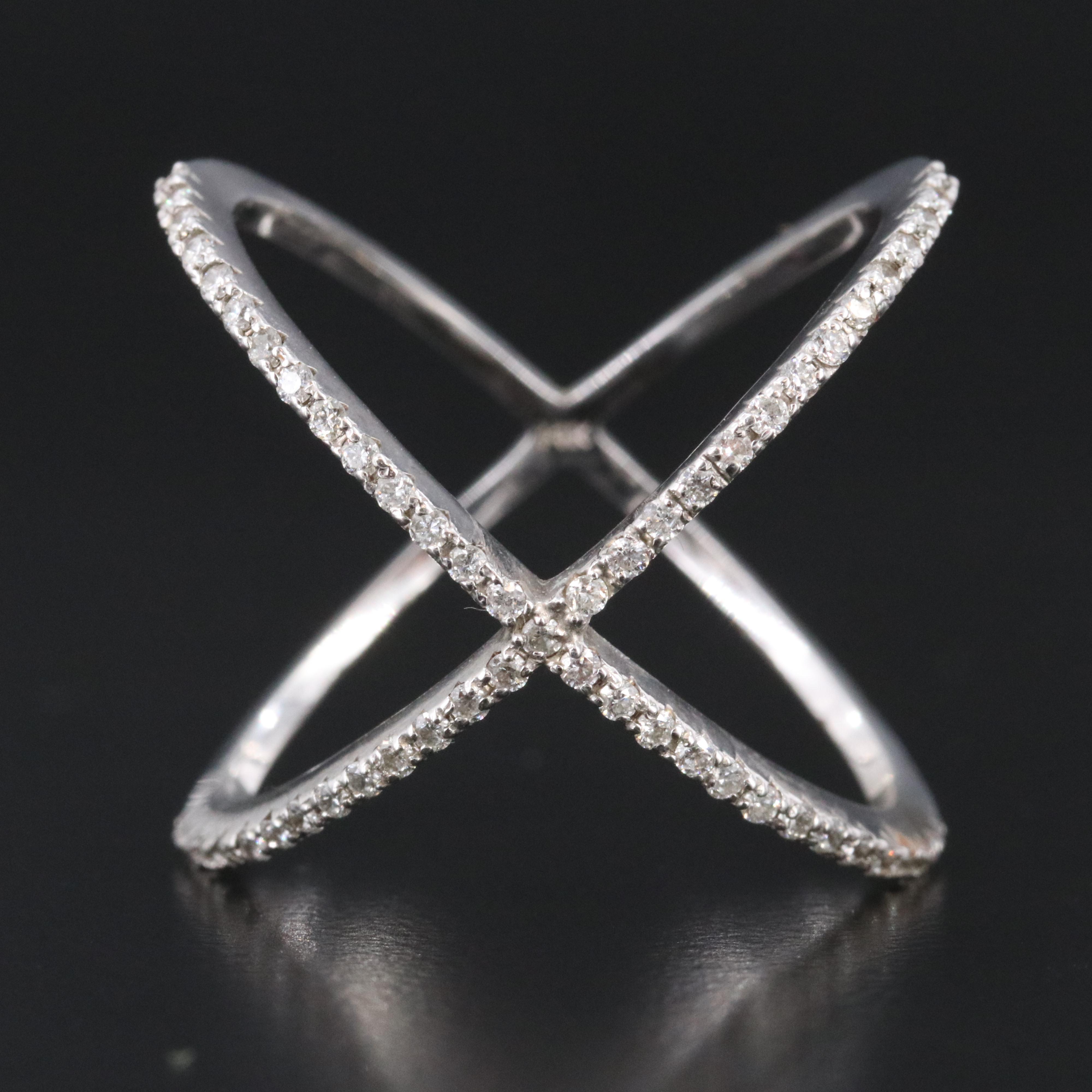 14K 0.37 CTW Diamond X Ring