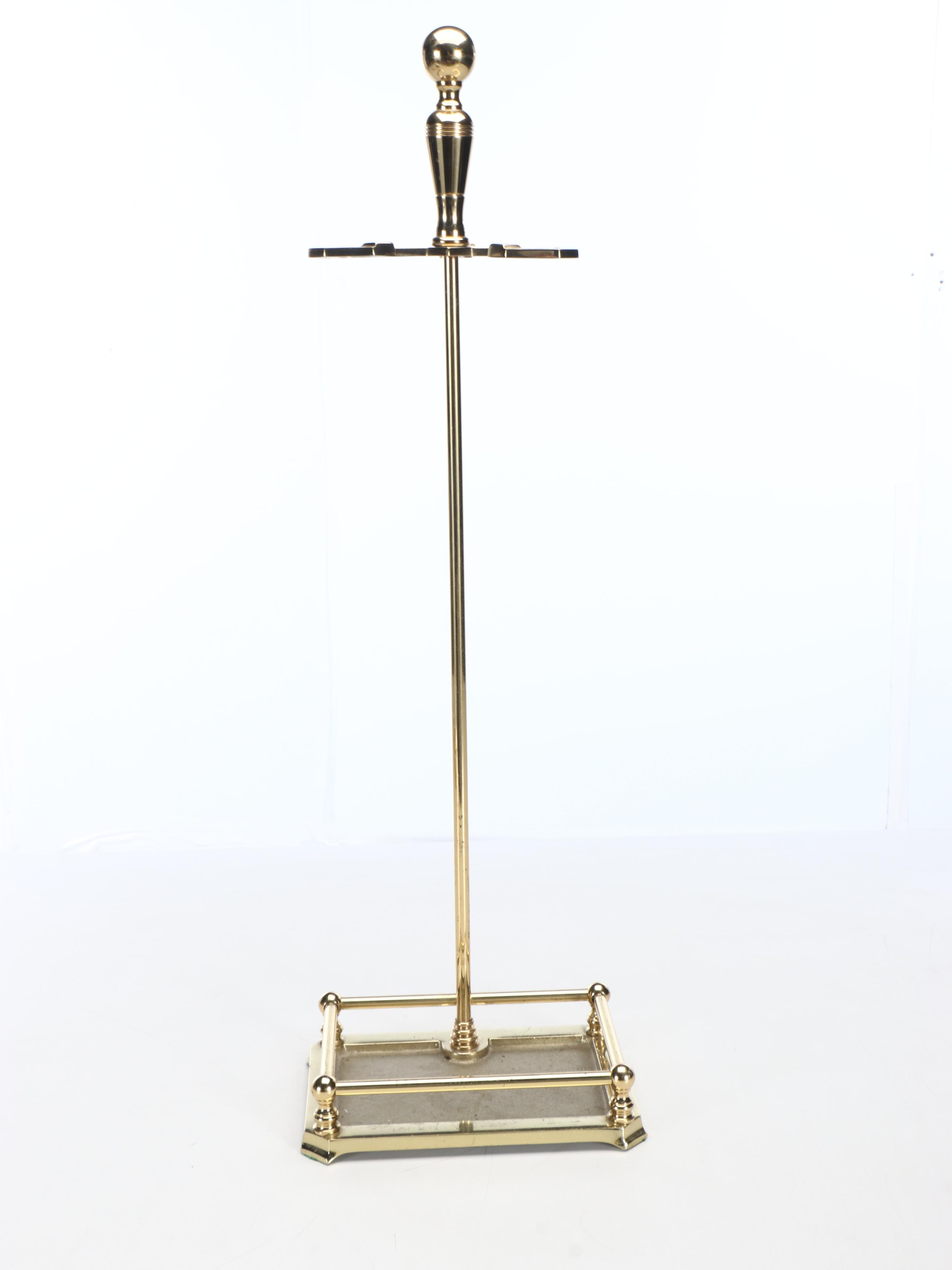 Federal Style Brass Cannonball Fireplace Fender, Andirons, and Tool Set