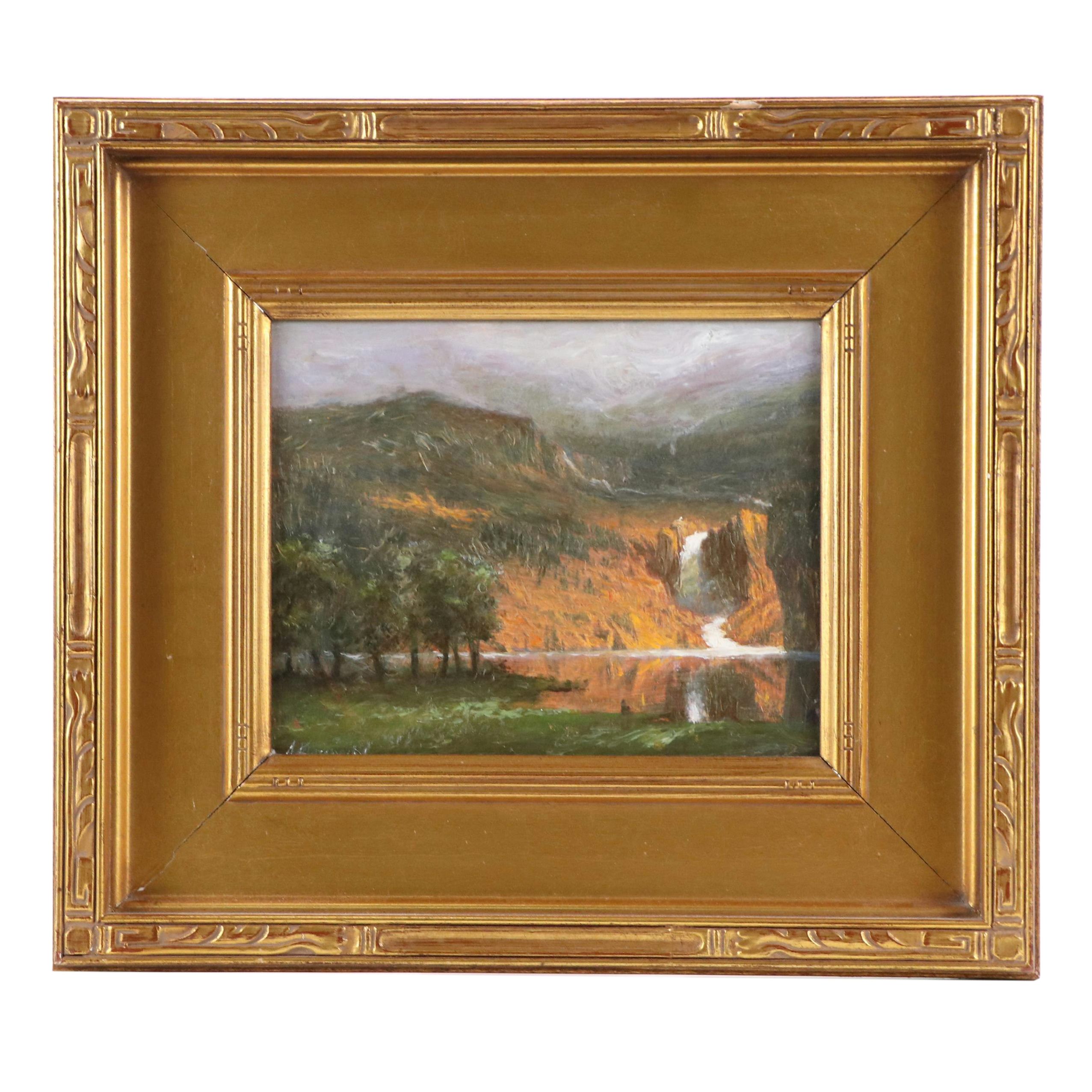 Hand-Painted Offset Lithograph of American Western Landscape, 20th Century