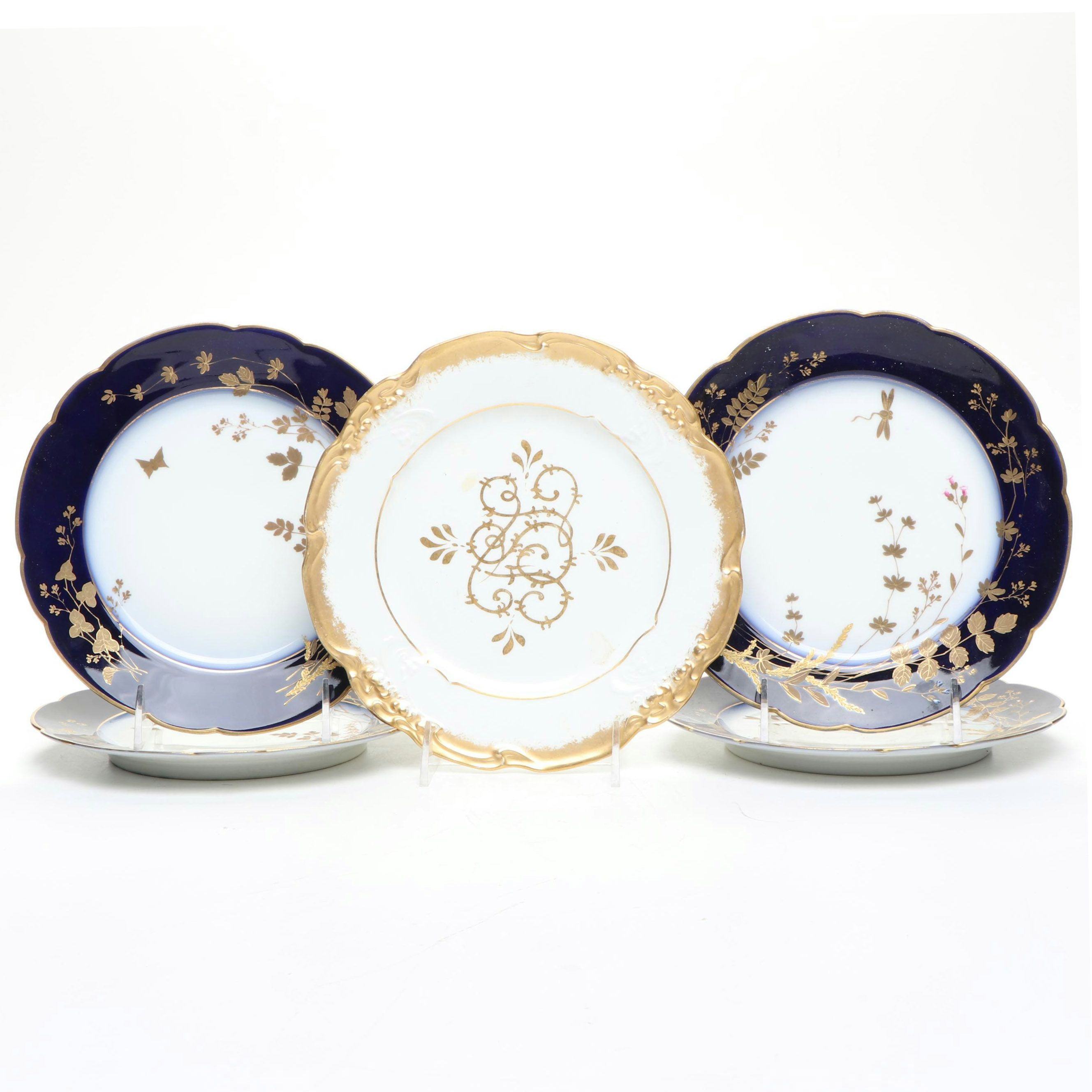 Haviland and Jean Pouyat Gilt Porcelain Plates