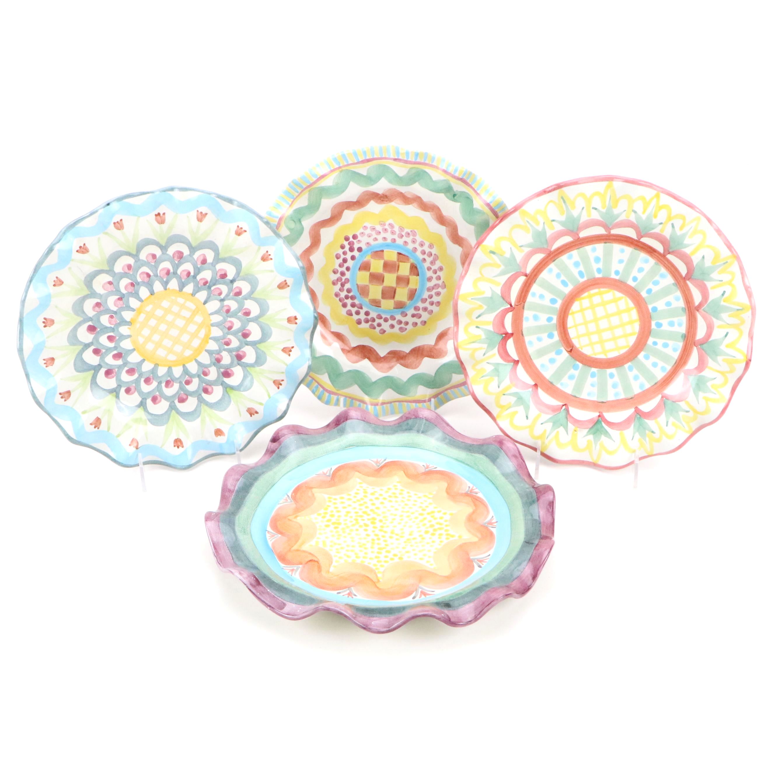 MacKenzie-Childs Victoria and Richard Ruffled Round Ceramic Platters