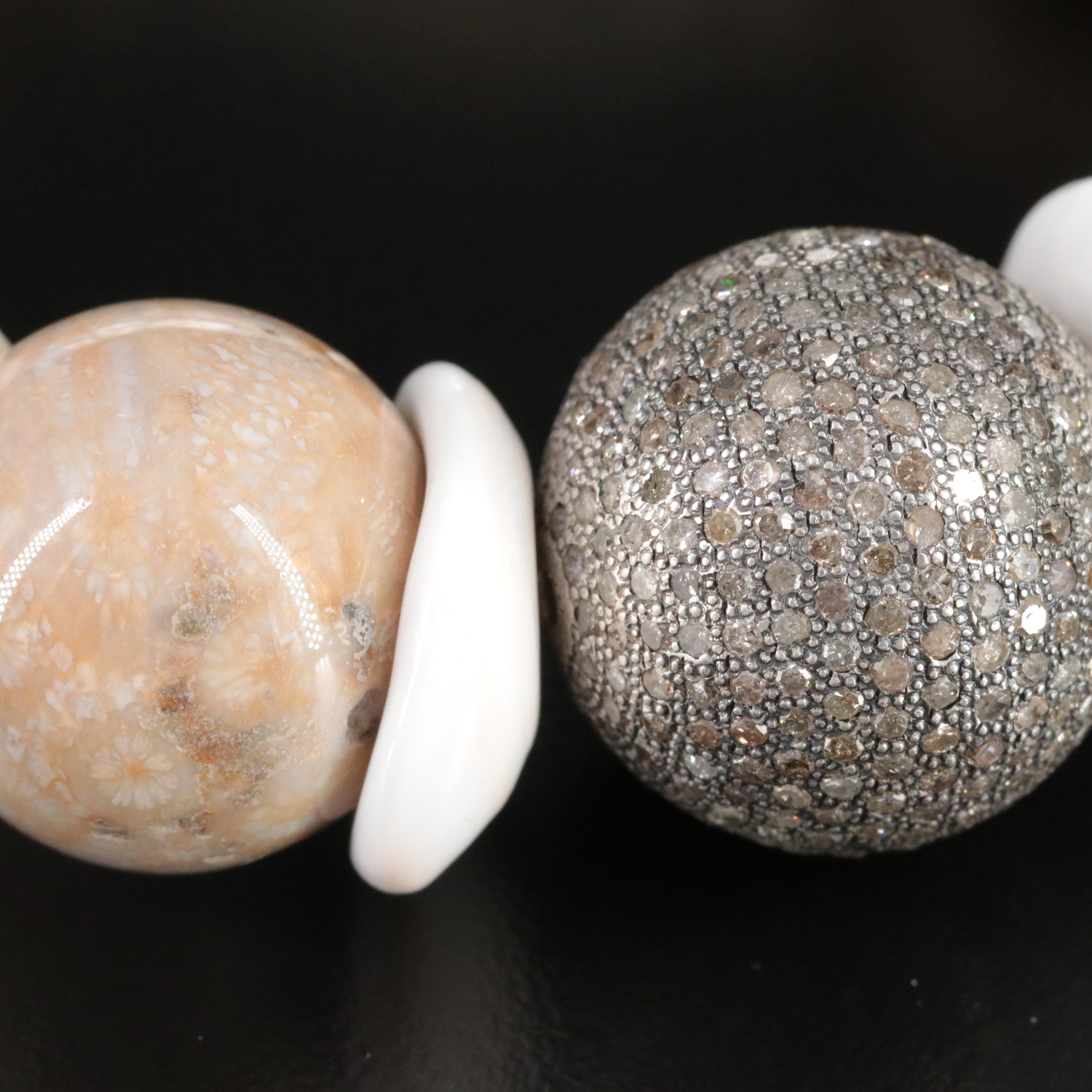 Sheryl Lowe Sterling Bracelet with Pavé Diamond Accent Bead