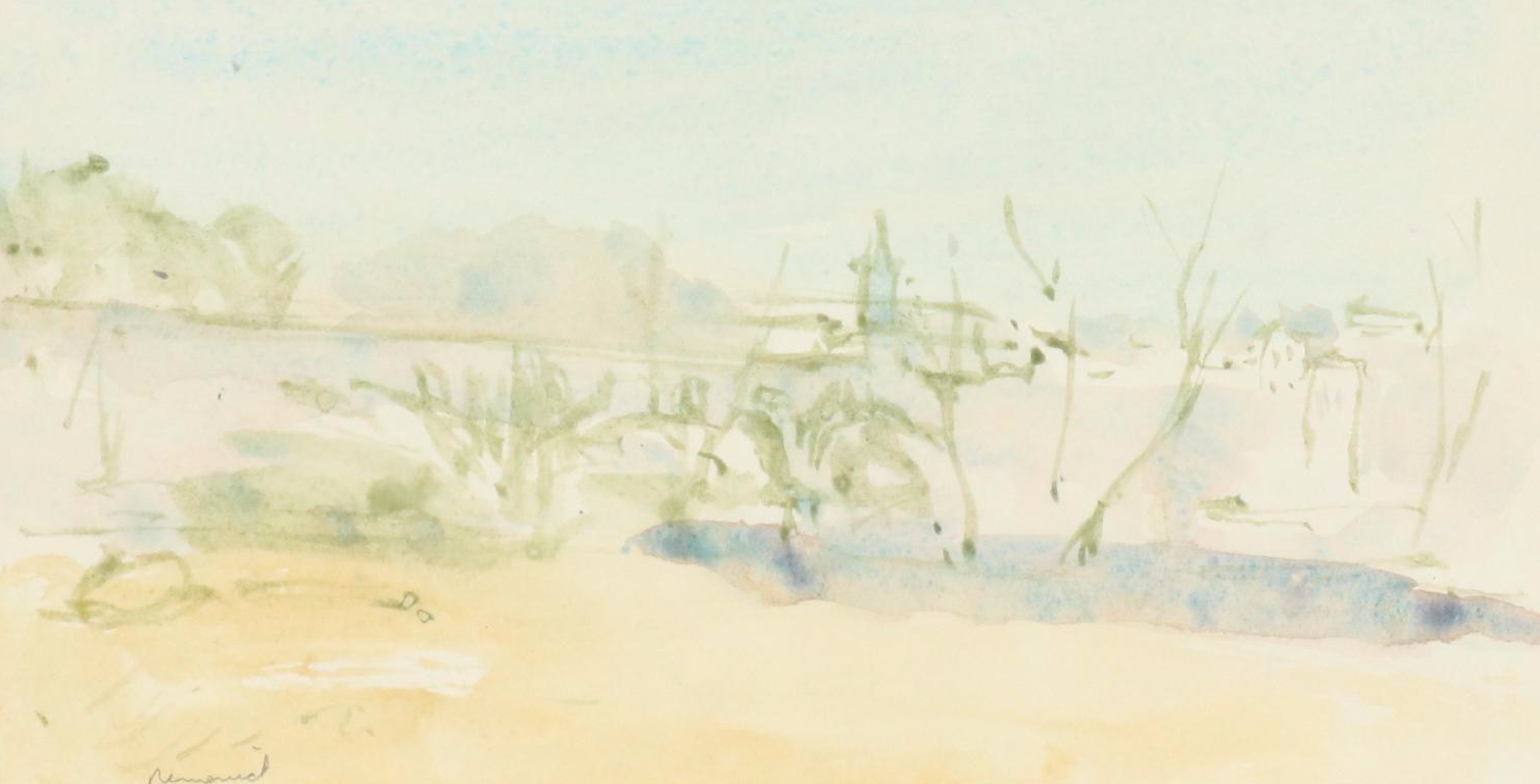 Seymour Remenick "Bridge Over the Schuylkill, Manayunk" Watercolor Painting