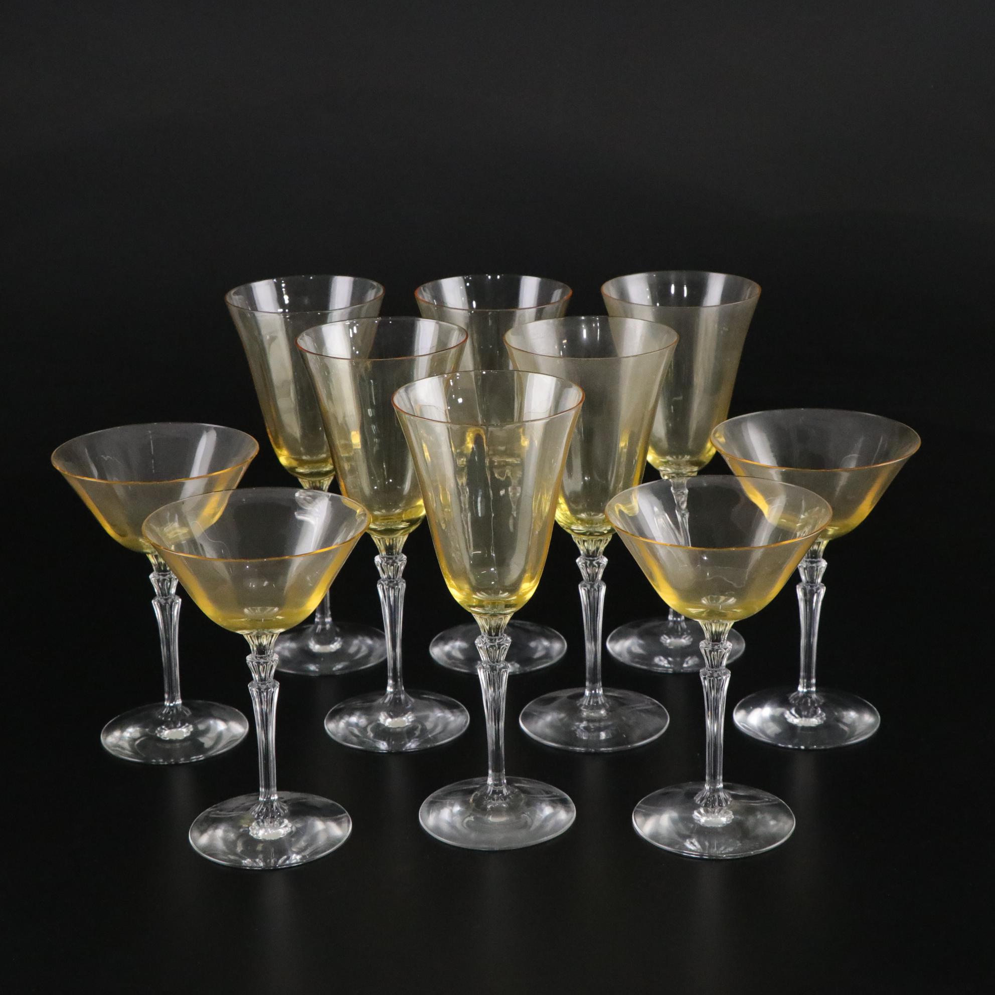 Fostoria Glass Stemware with Topaz Bowls