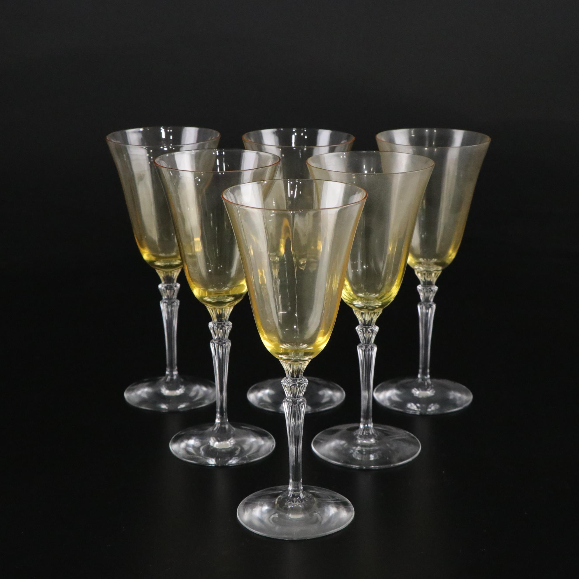 Fostoria Glass Stemware with Topaz Bowls