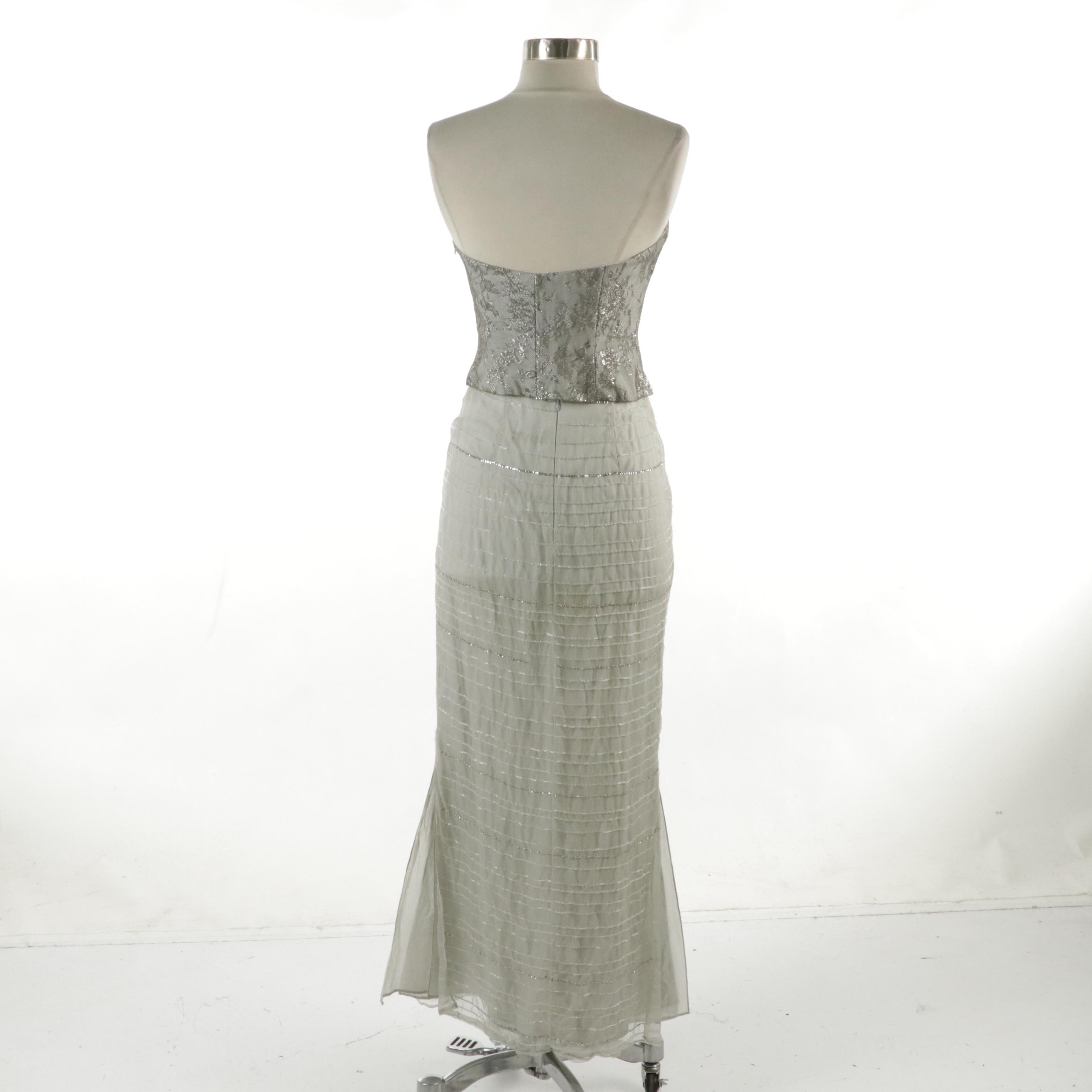 Anne Bowen Strapless Two-Piece Lace/Bead/Sequin Evening Dress in Silk