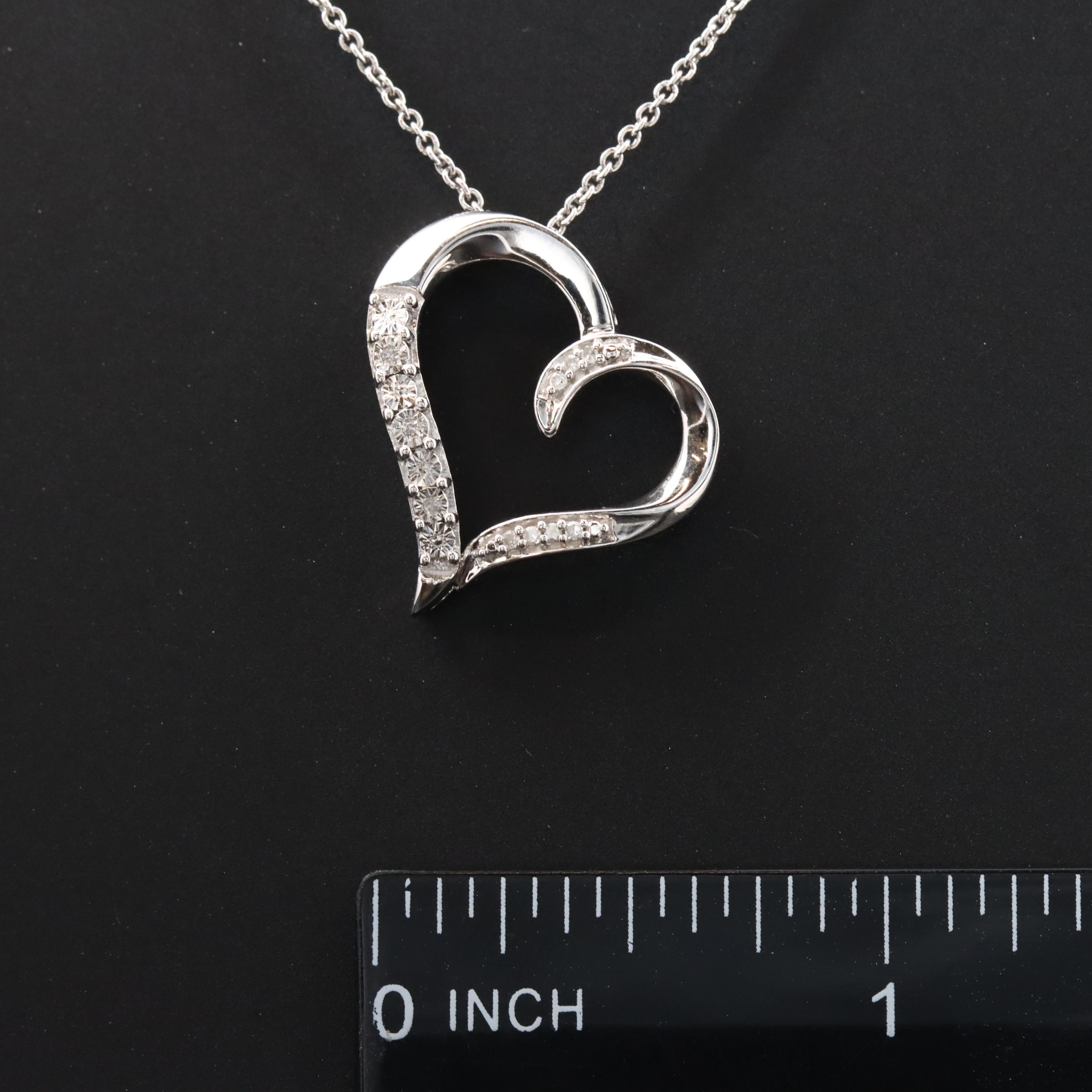 Sterling Diamond Heart Pendant Necklace