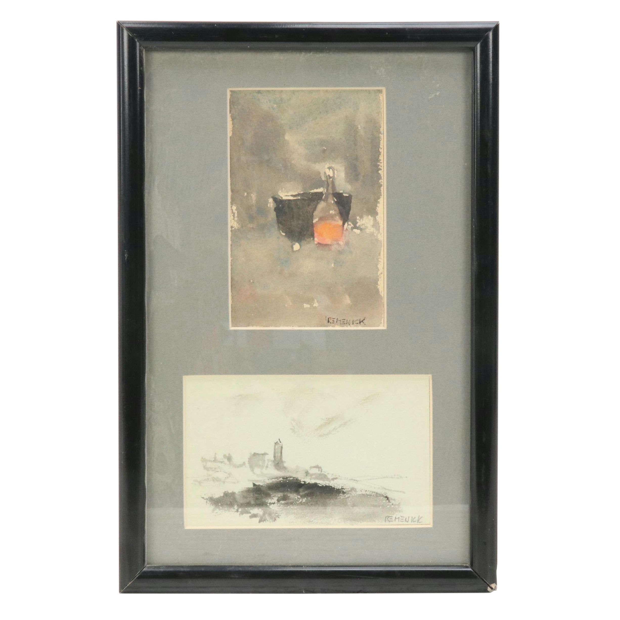 Seymour Remenick Ink and Watercolor Sketches, Mid-20th Century