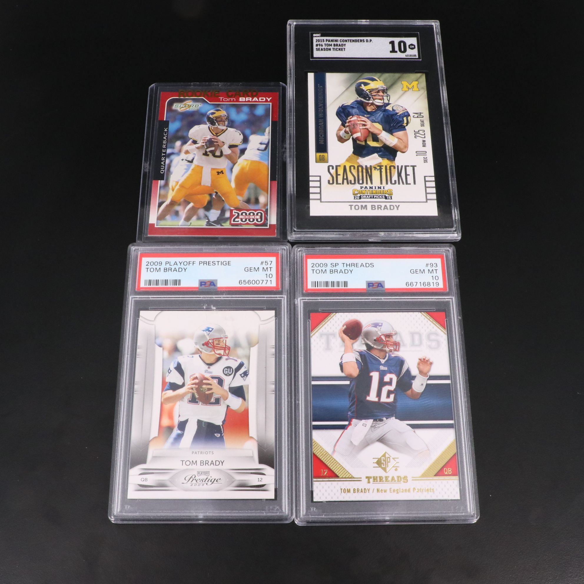 2000 Score Tom Brady Rookie with PSA and SGC Graded Football Cards