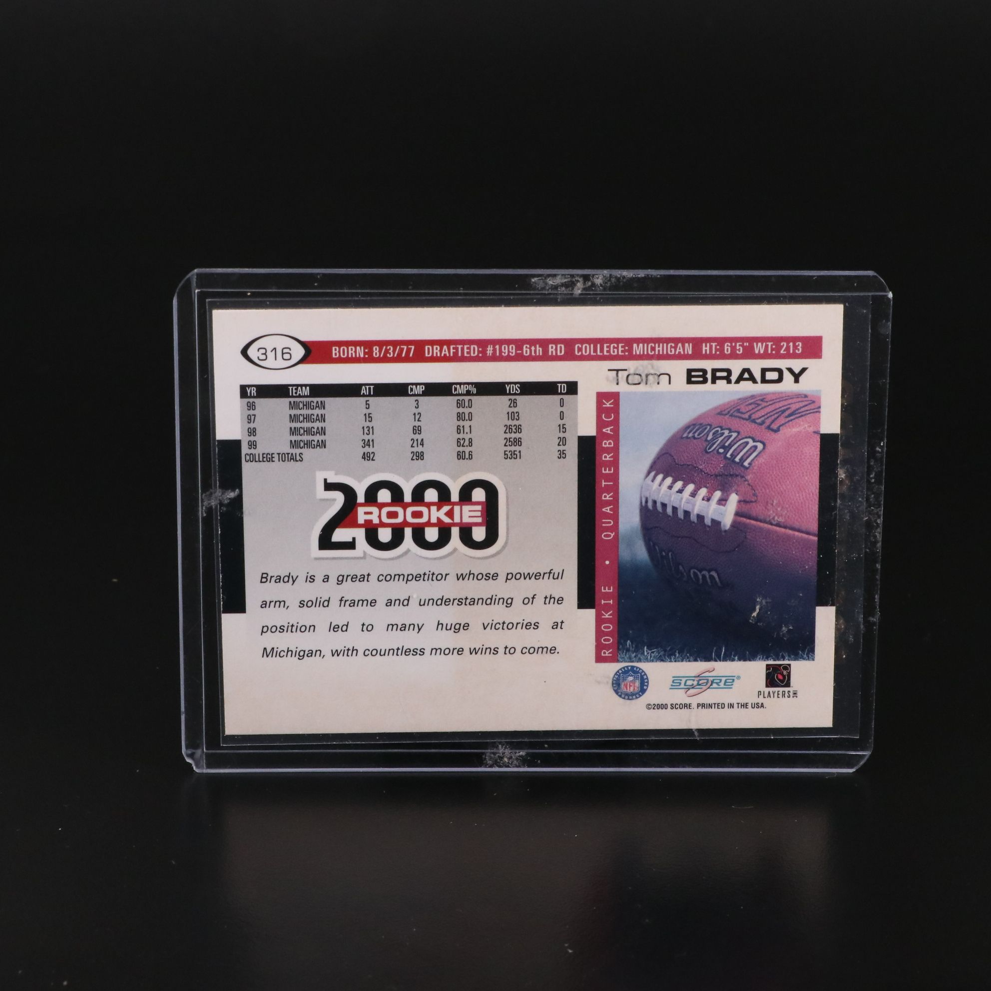 2000 Score Tom Brady Rookie with PSA and SGC Graded Football Cards