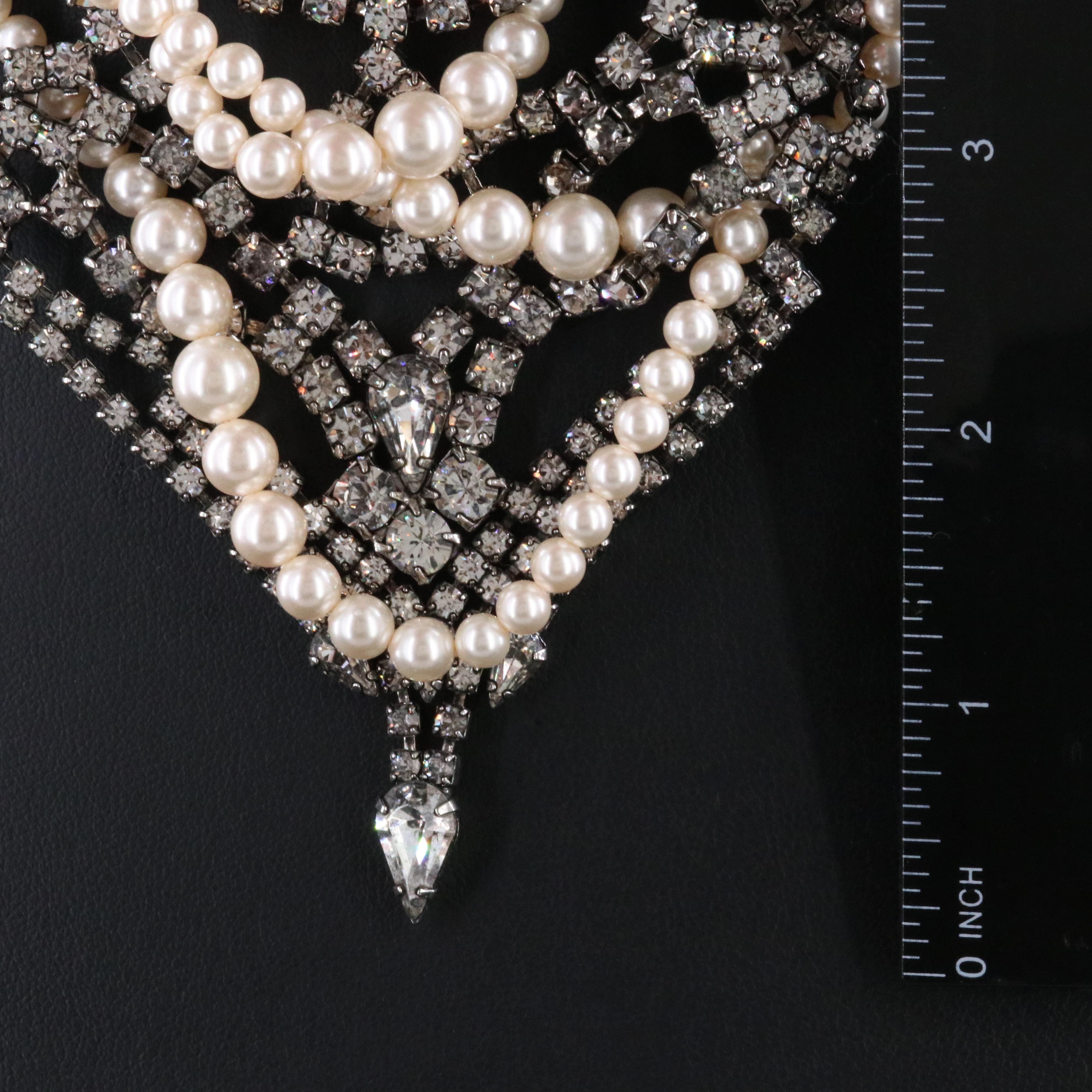 Tom Binns Crystal and Faux Pearl Choker Bib Necklace