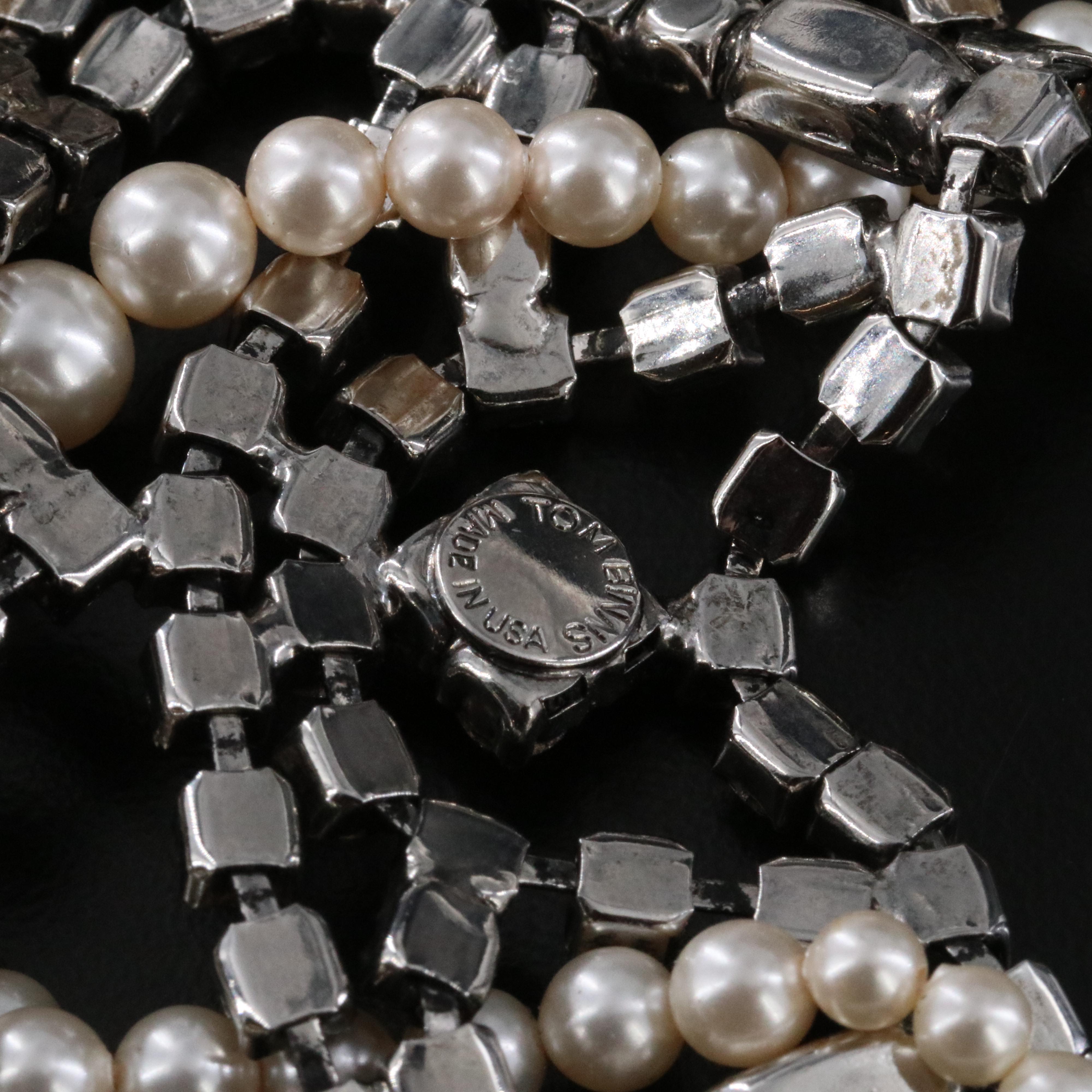 Tom Binns Crystal and Faux Pearl Choker Bib Necklace