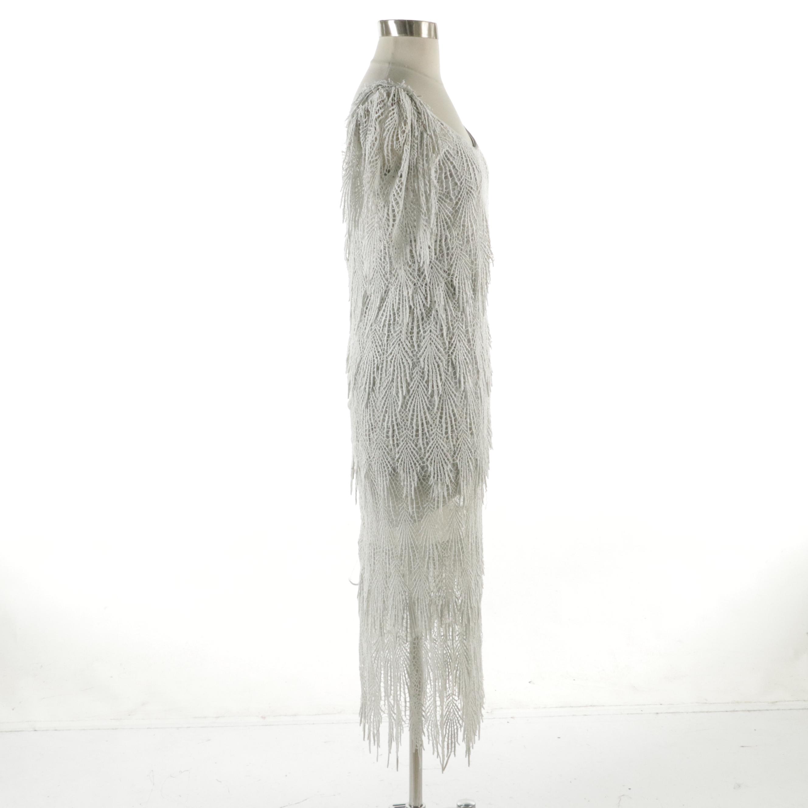 Tiered Illusion Midi Dress in Corded Lace