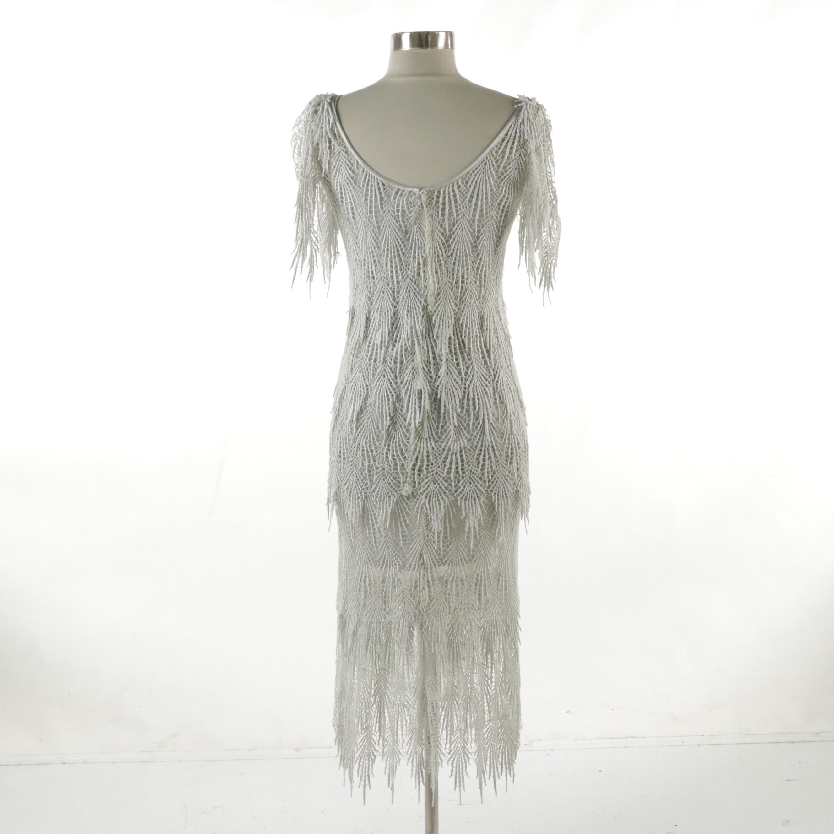 Tiered Illusion Midi Dress in Corded Lace