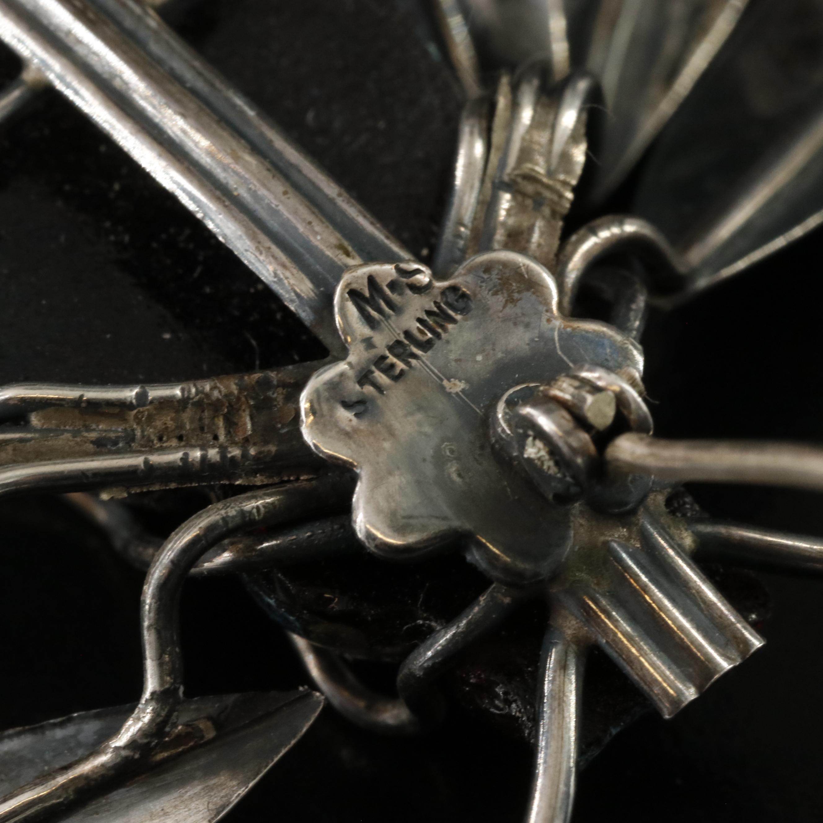 Artisan Sterling and Art Glass Beetle Brooch