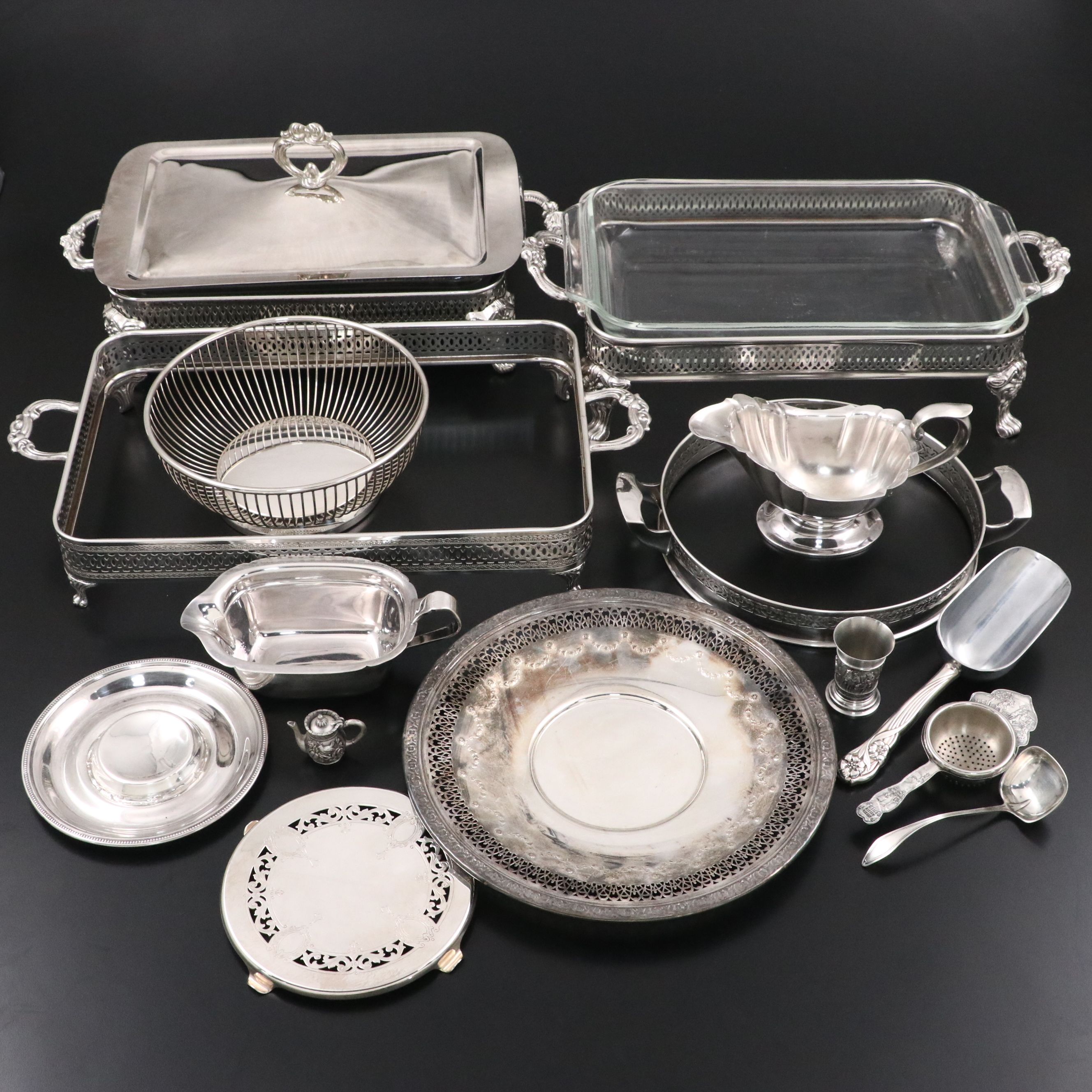 Towle "Mary Chilton" Sterling Silver Ladle and Other Silver Plate Serving Pieces