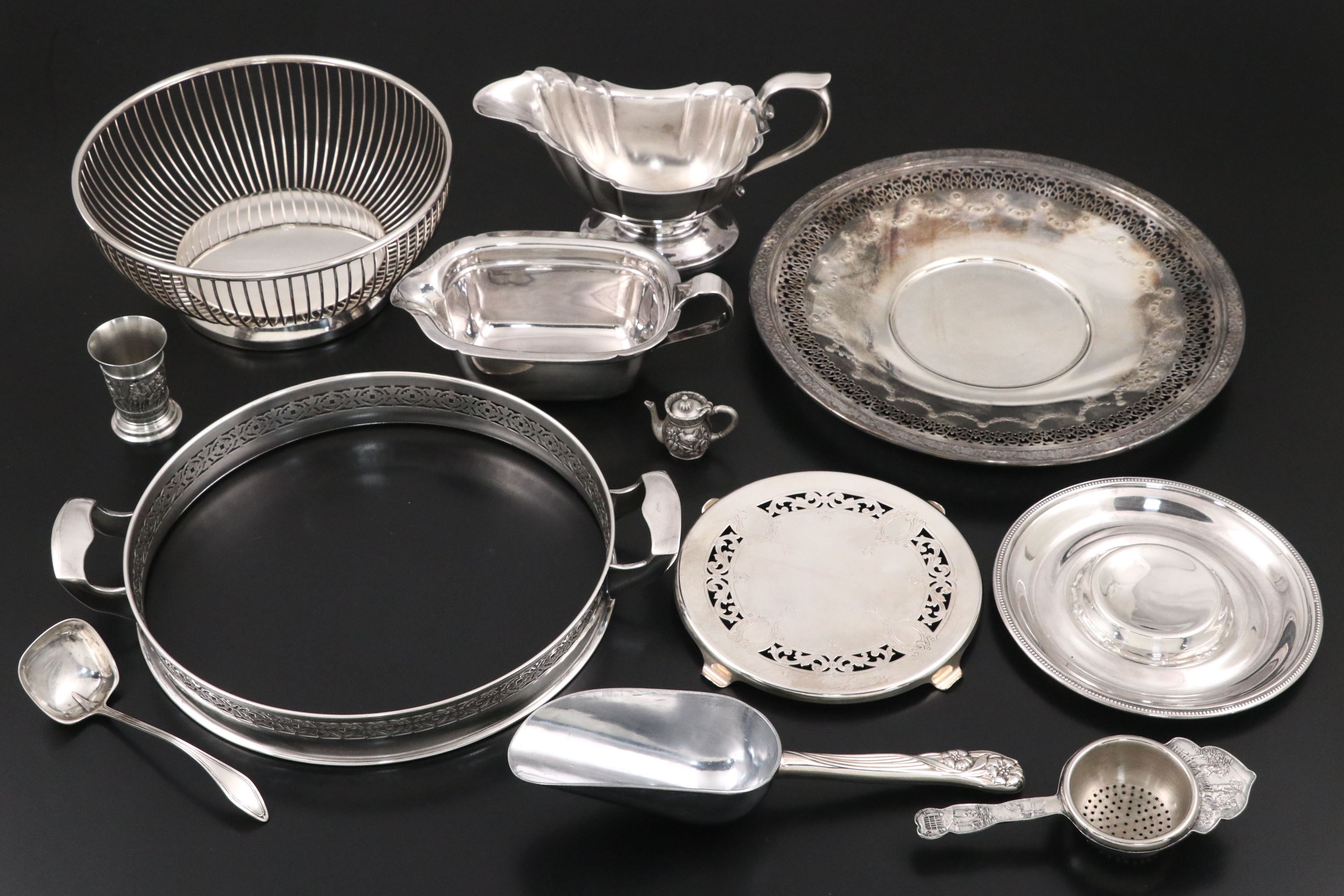 Towle "Mary Chilton" Sterling Silver Ladle and Other Silver Plate Serving Pieces