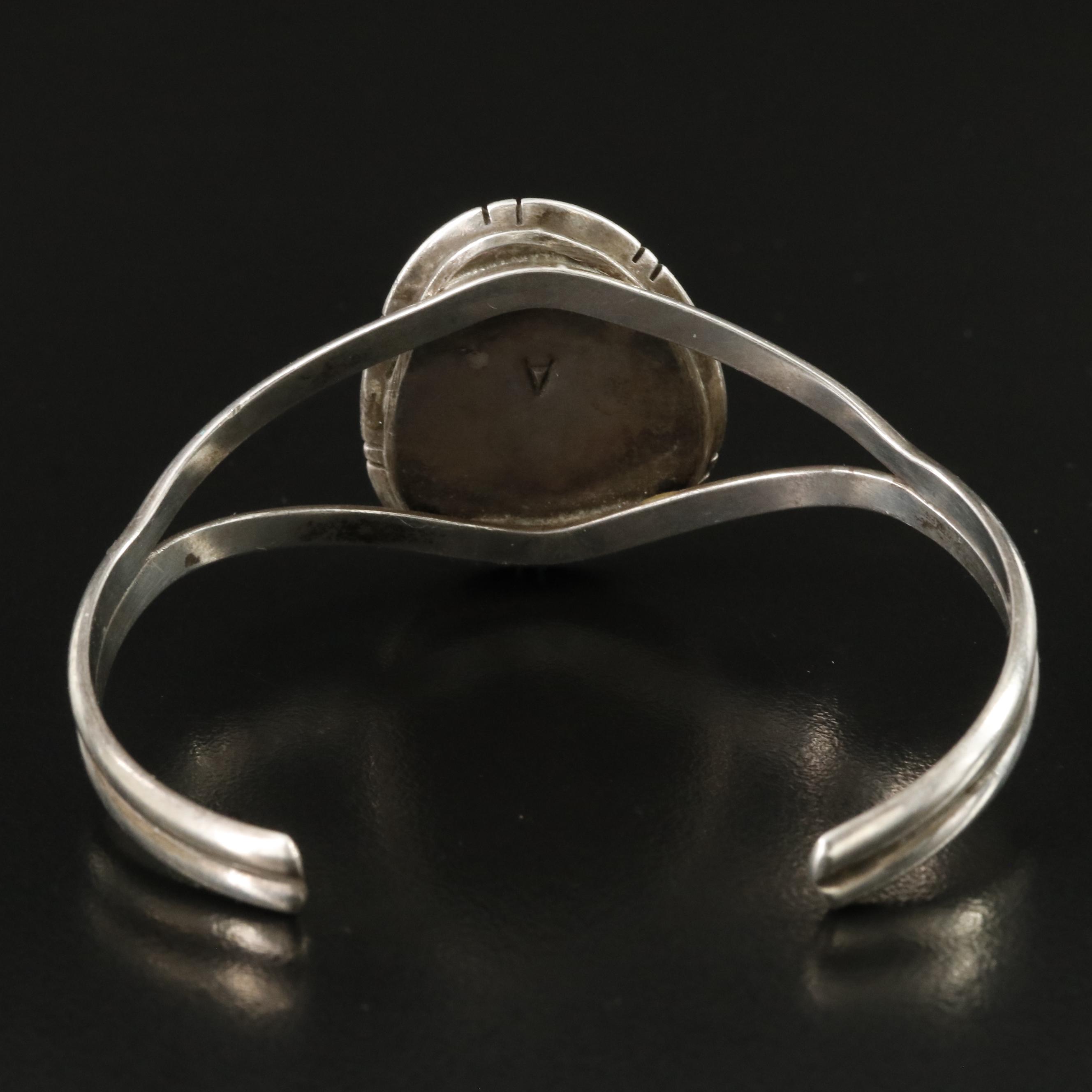 Southwestern Signed Sterling and Turquoise Cuff Bracelet