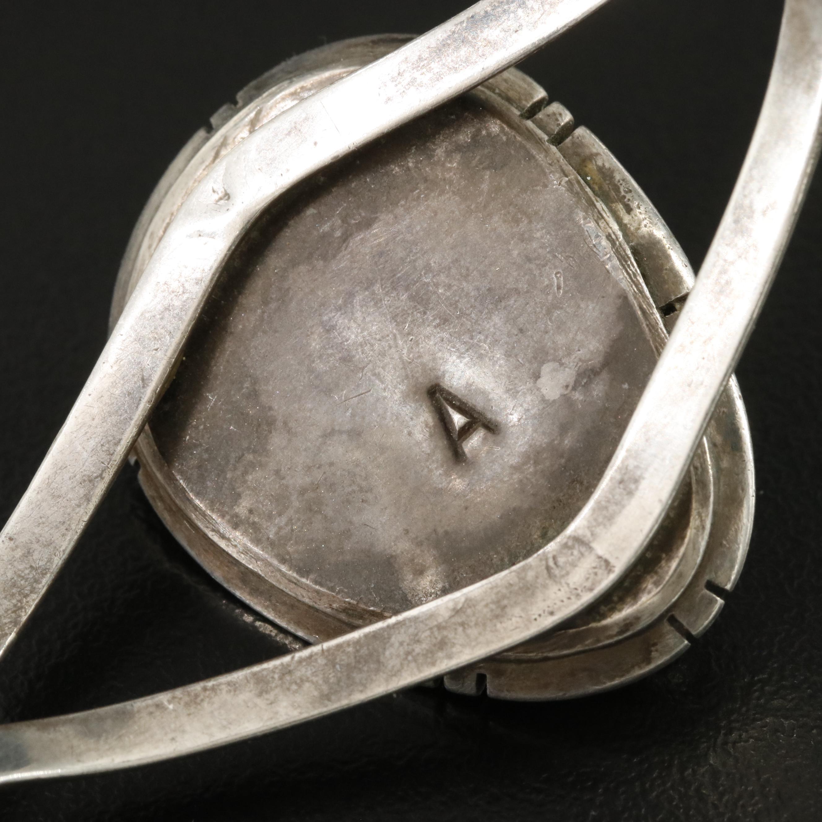 Southwestern Signed Sterling and Turquoise Cuff Bracelet