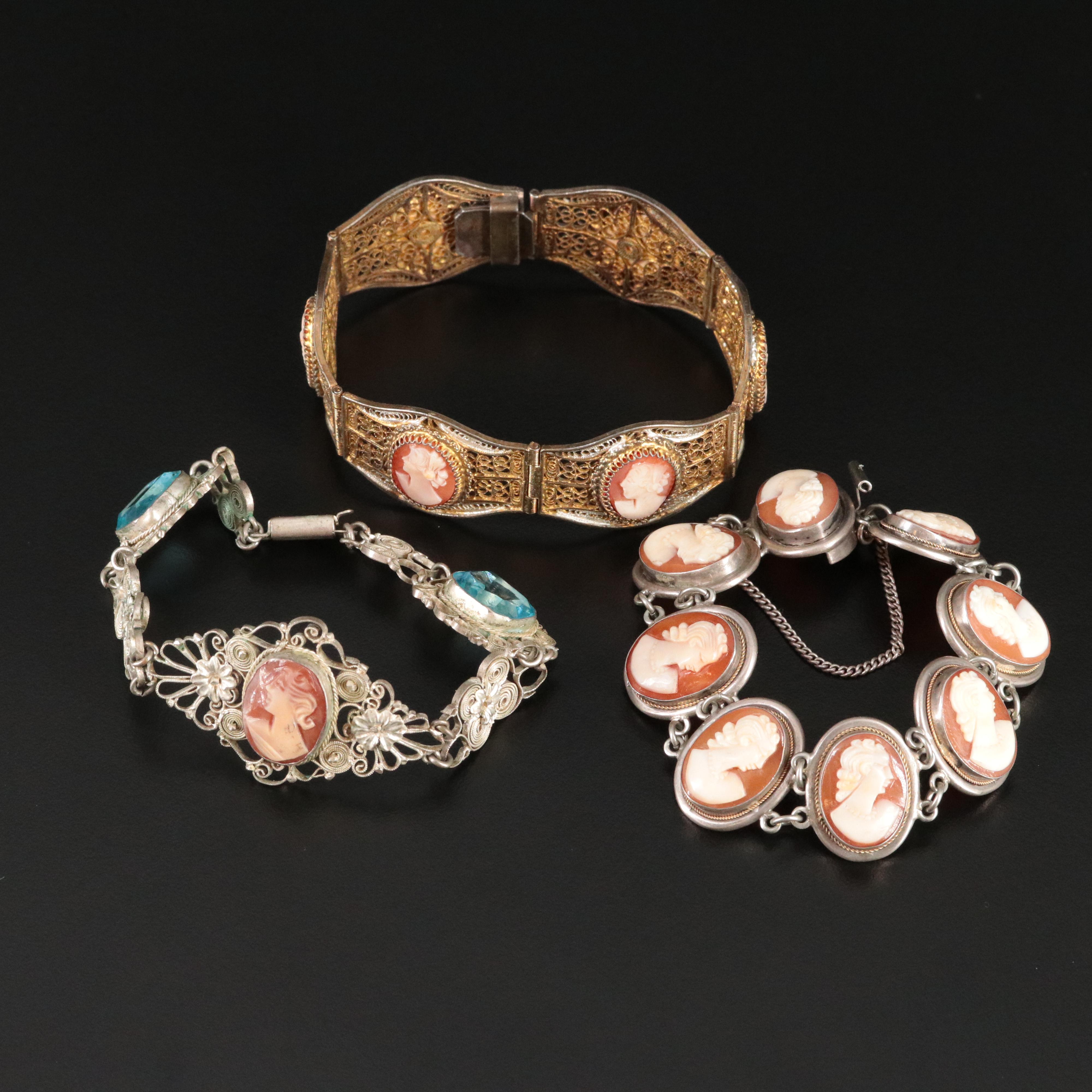 Cameo Bracelets Featuring 800 Silver