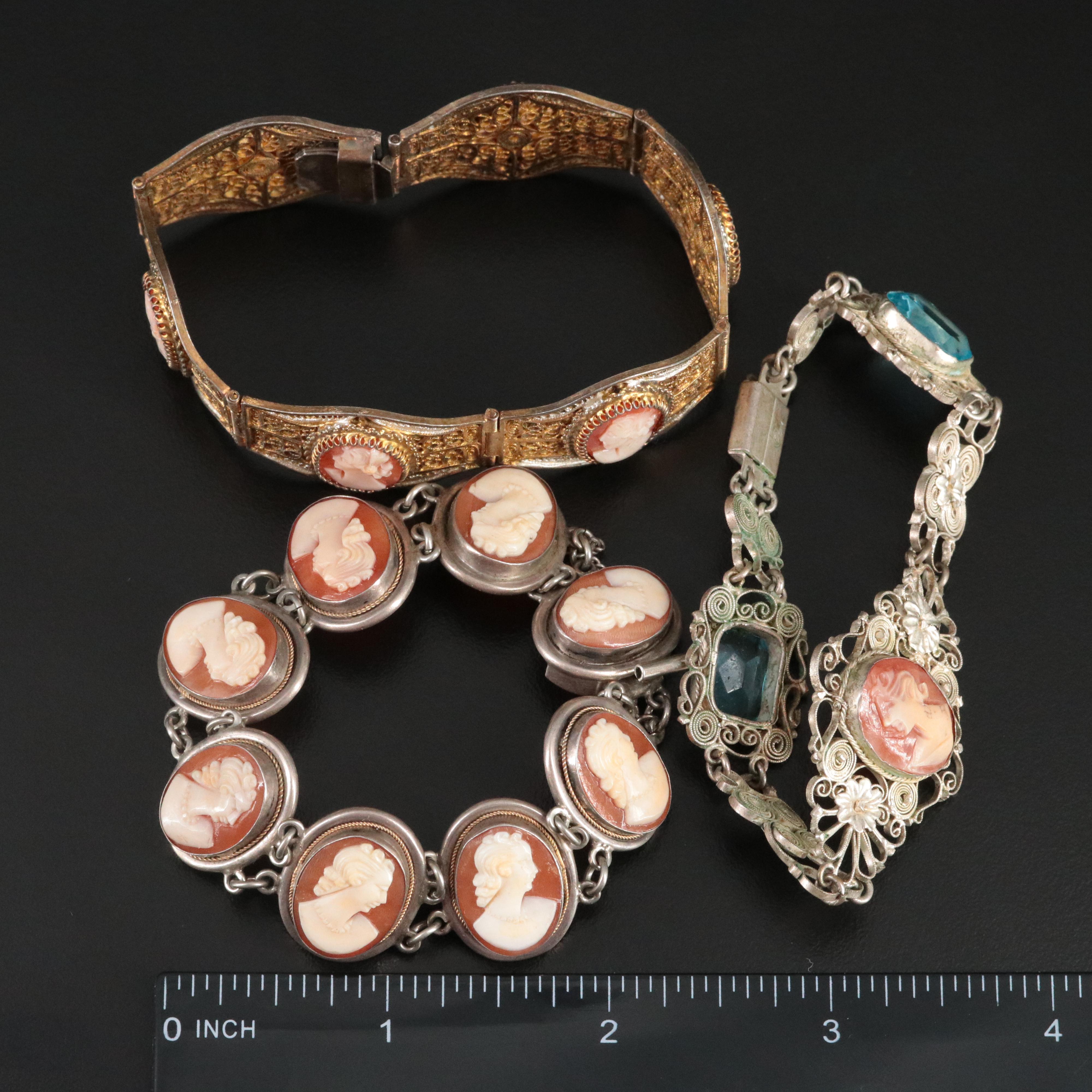 Cameo Bracelets Featuring 800 Silver