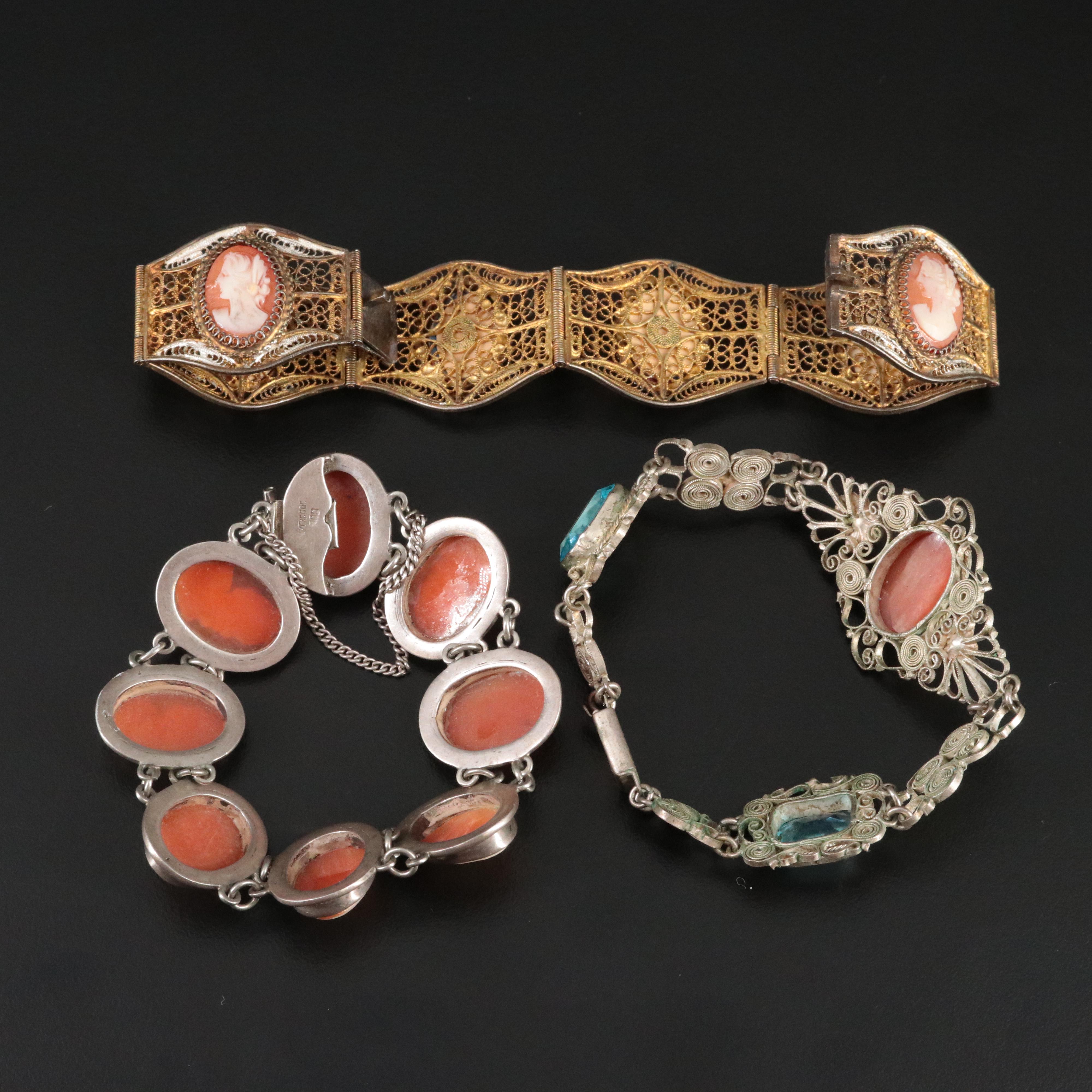 Cameo Bracelets Featuring 800 Silver