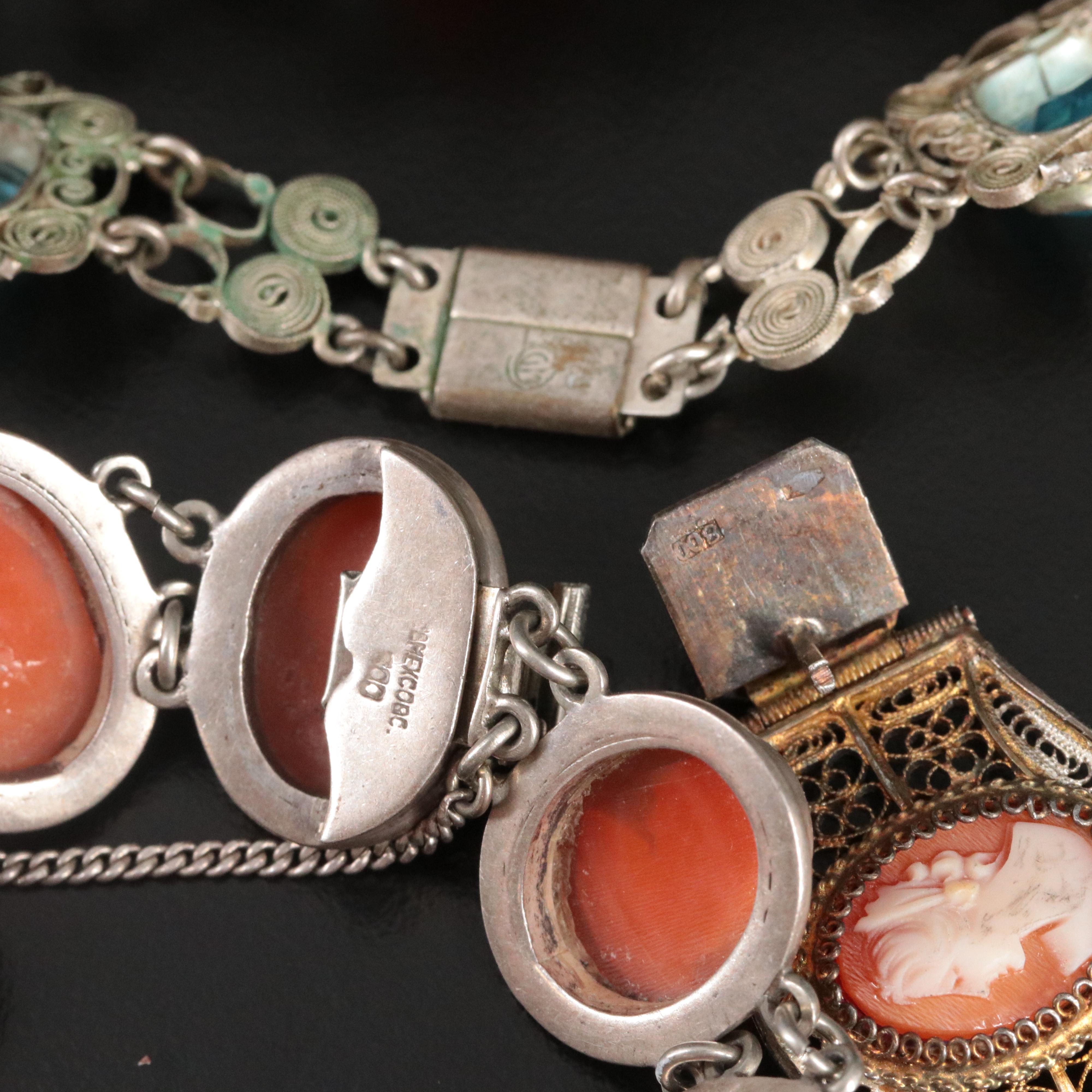 Cameo Bracelets Featuring 800 Silver