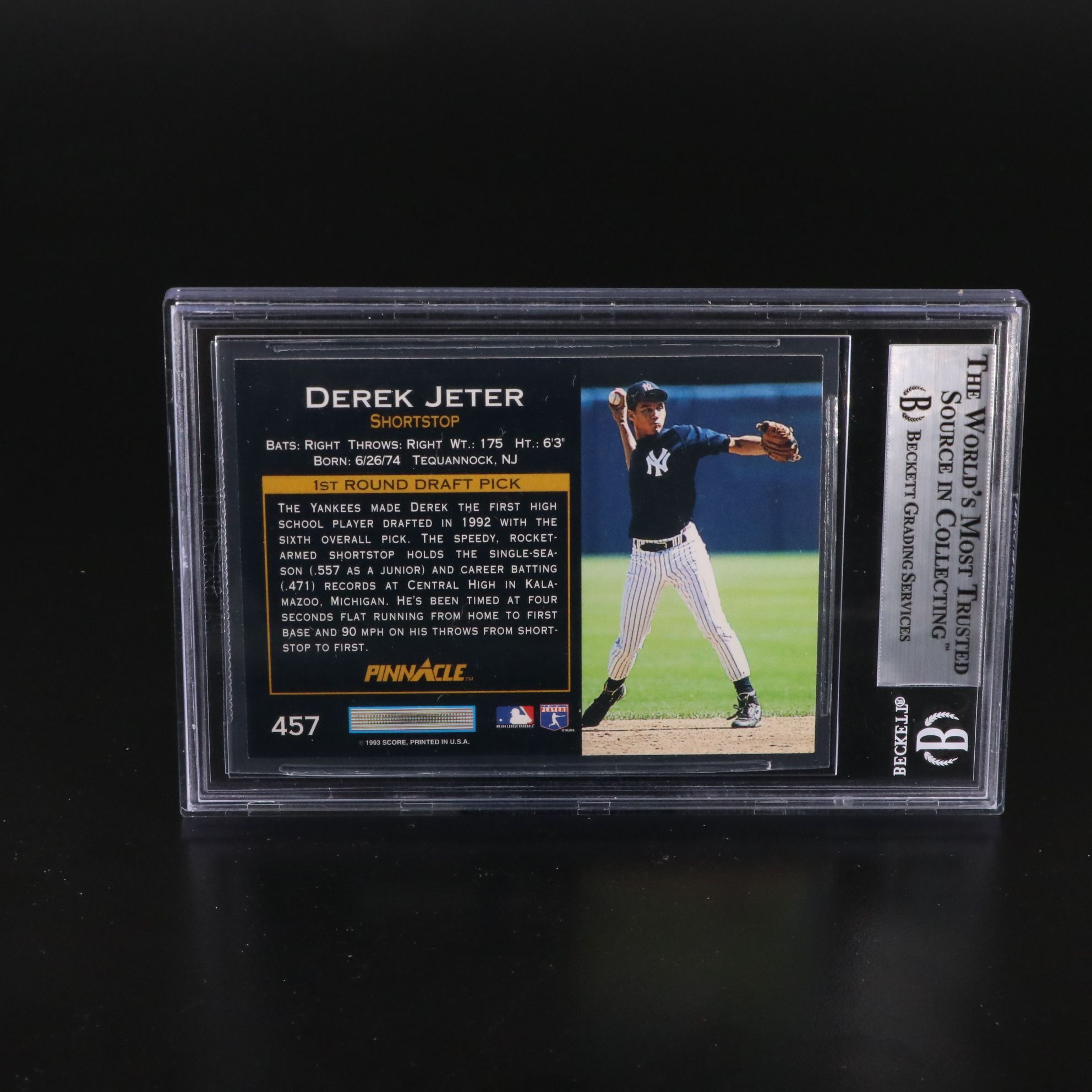 1993 Pinnacle Derek Jeter Rookie Baseball Card Graded BGS 9 with More