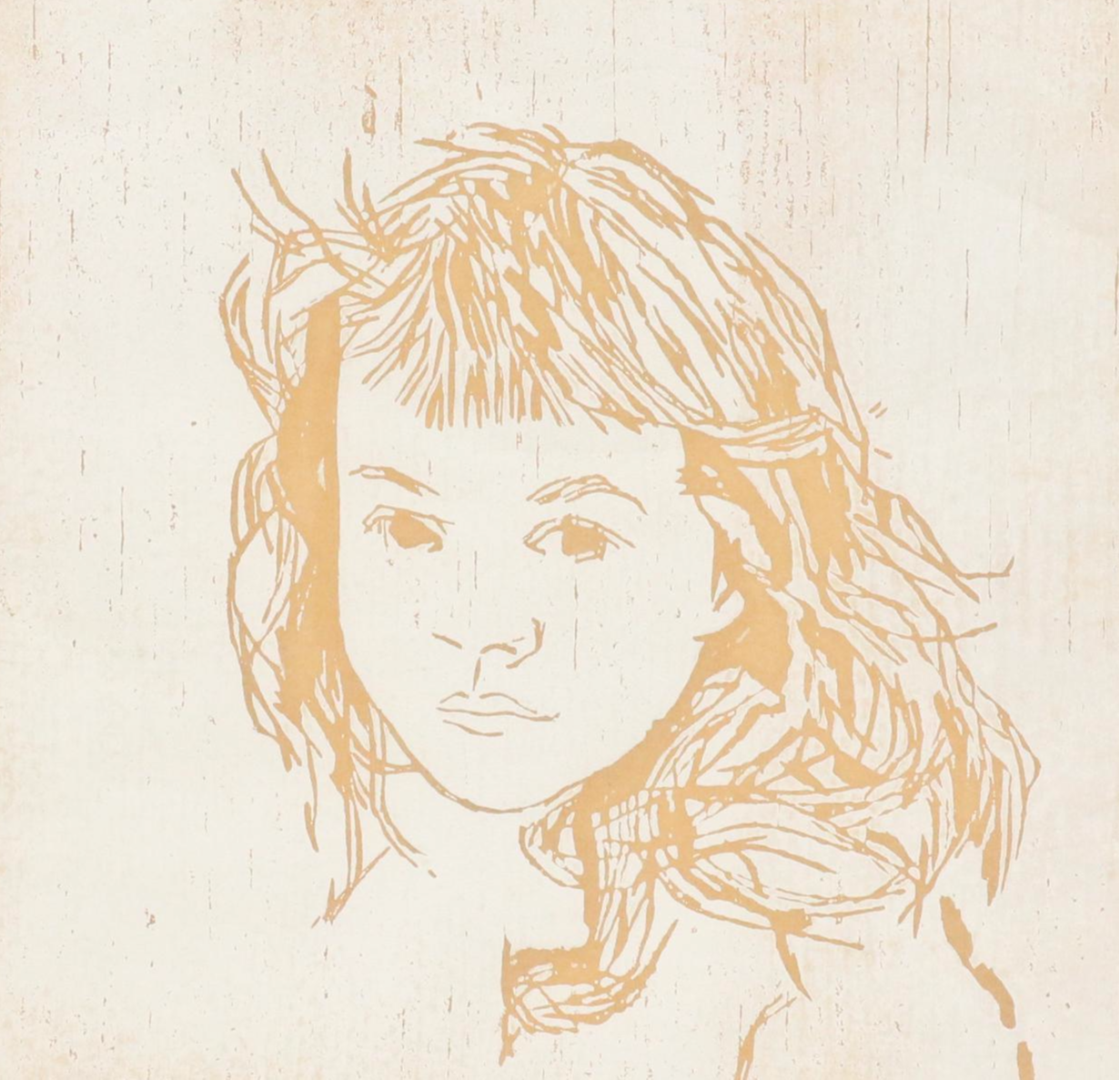 Attributed to Alice Kershaw Kasdin Woodcut Portrait "Little Girl," 1979