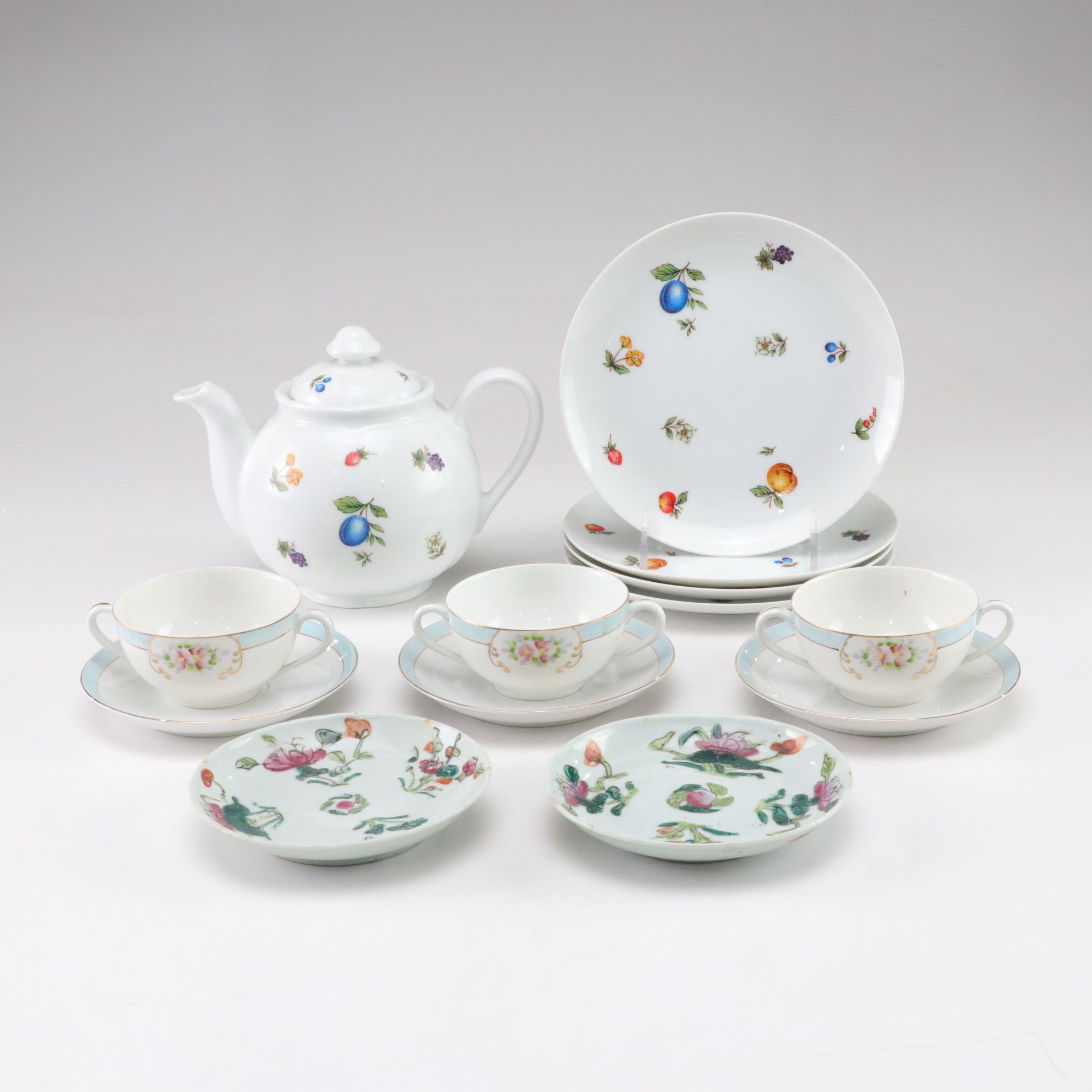 Japanese Ceramic Teapot and Plates with Other Items