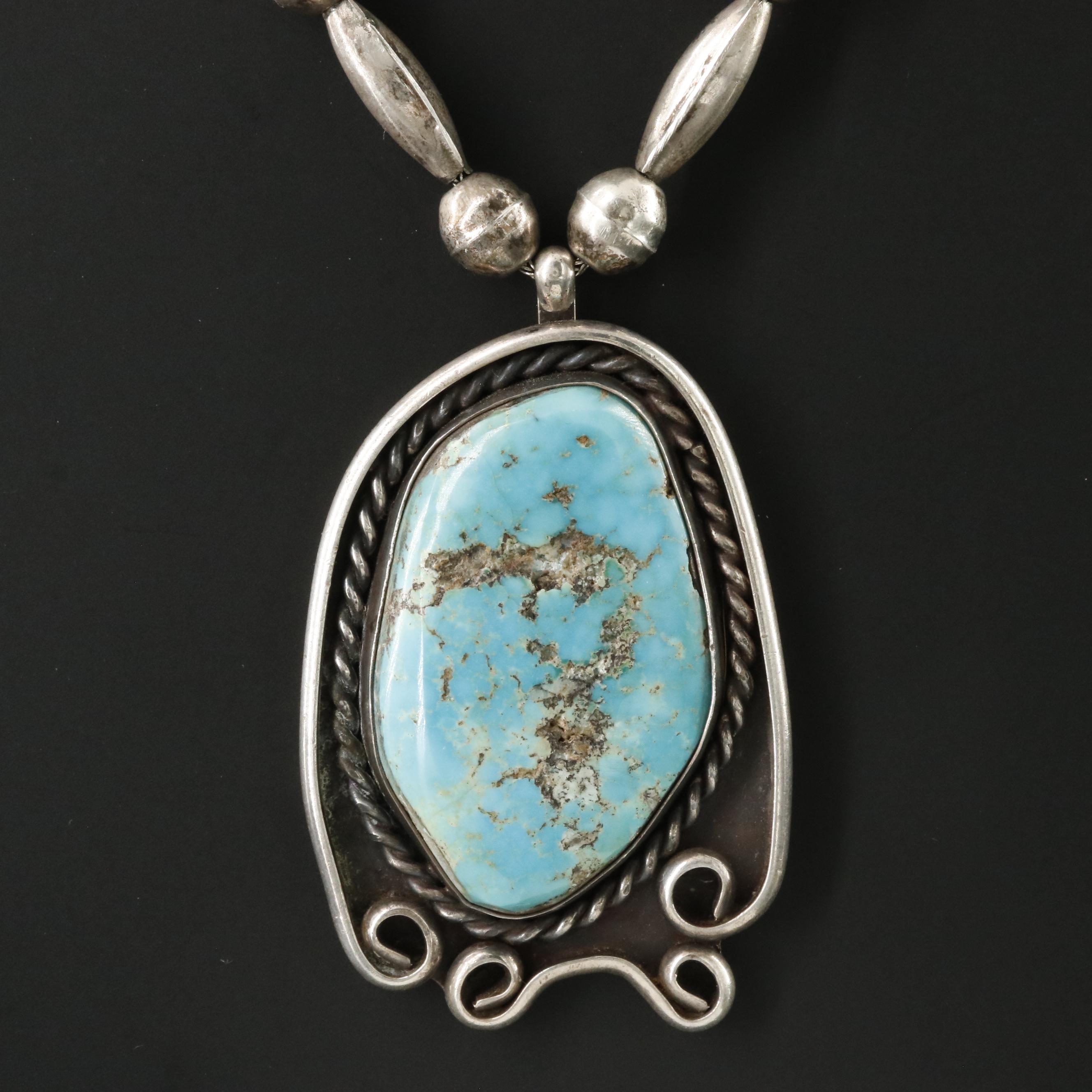 Western Style Sterling Turquoise Necklace