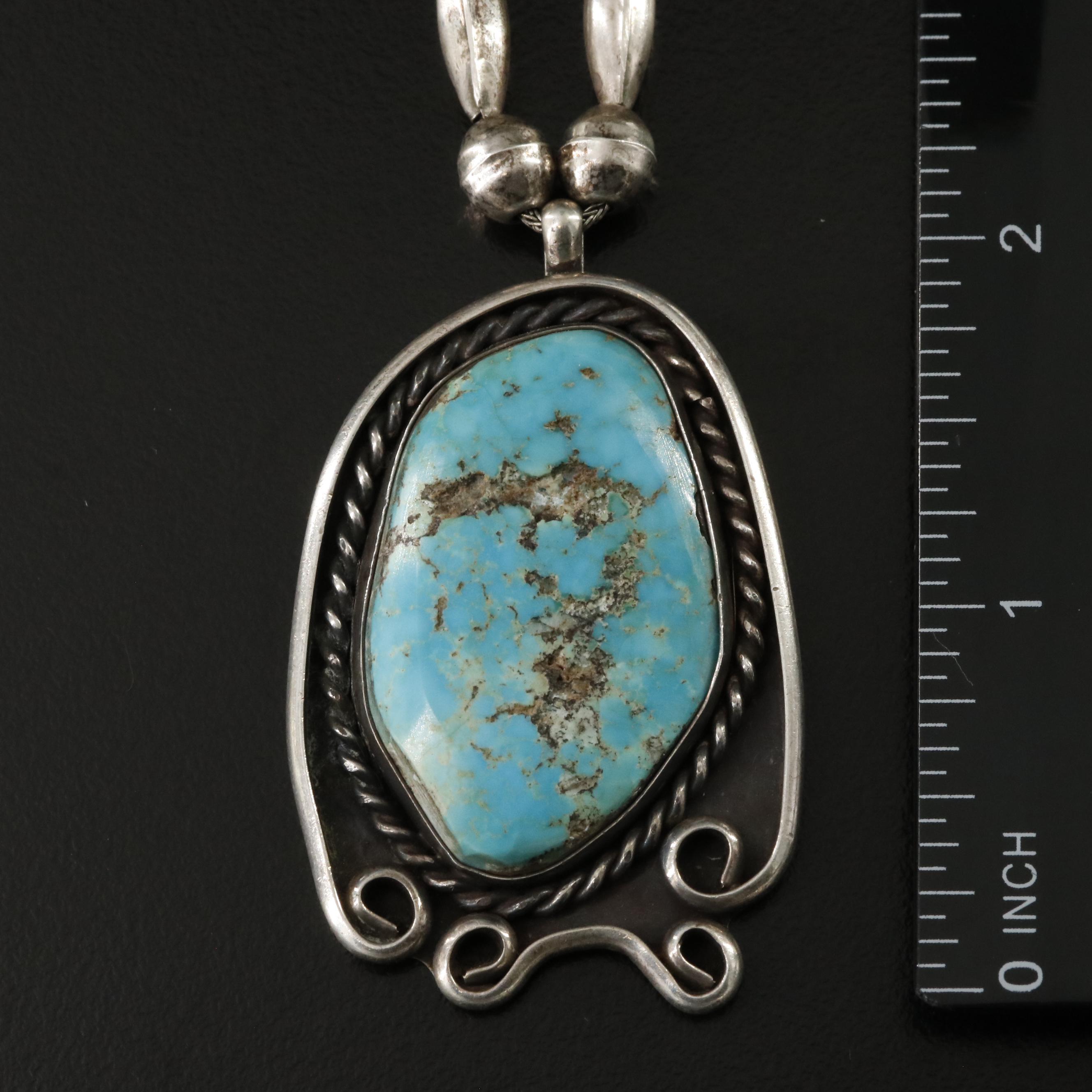 Western Style Sterling Turquoise Necklace