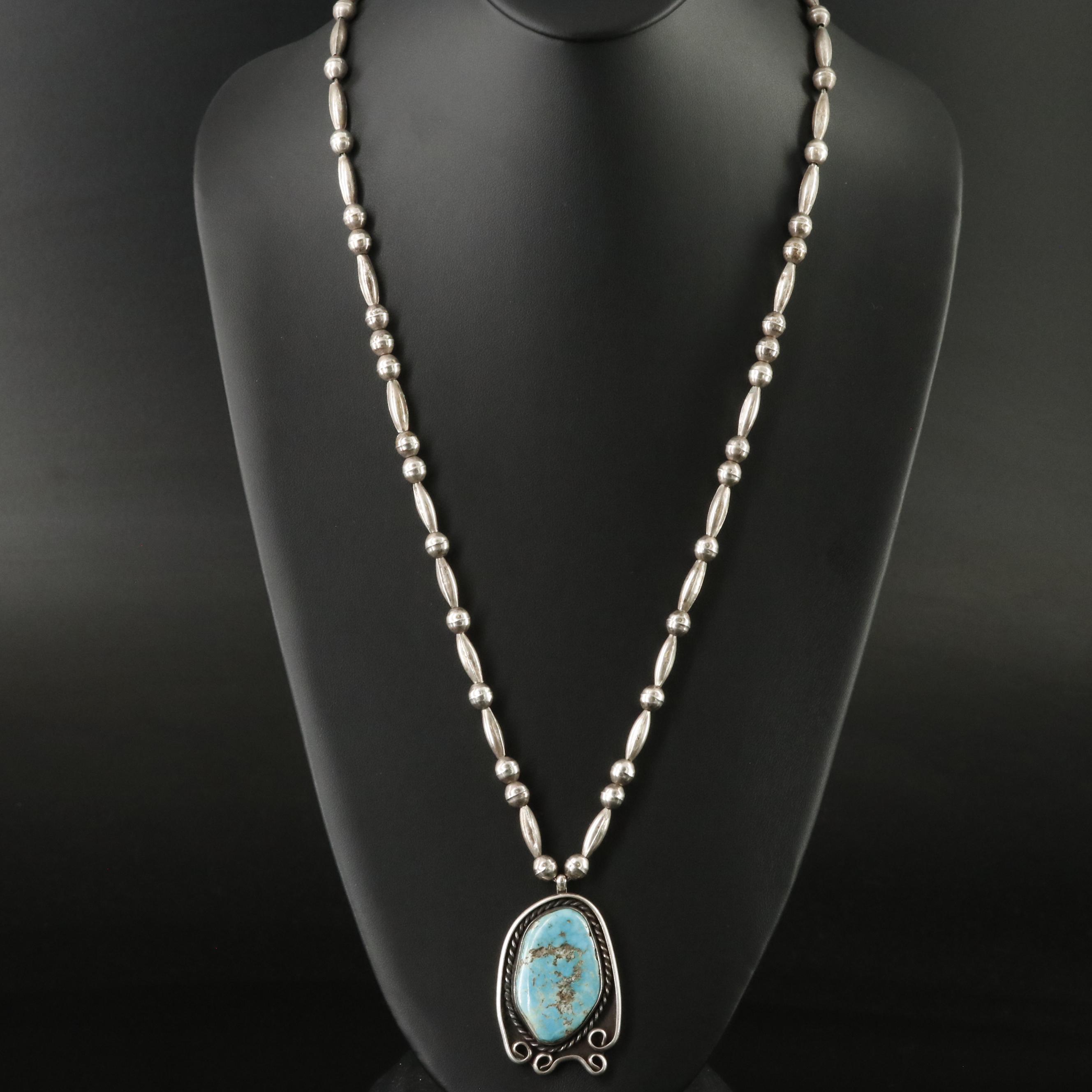 Western Style Sterling Turquoise Necklace