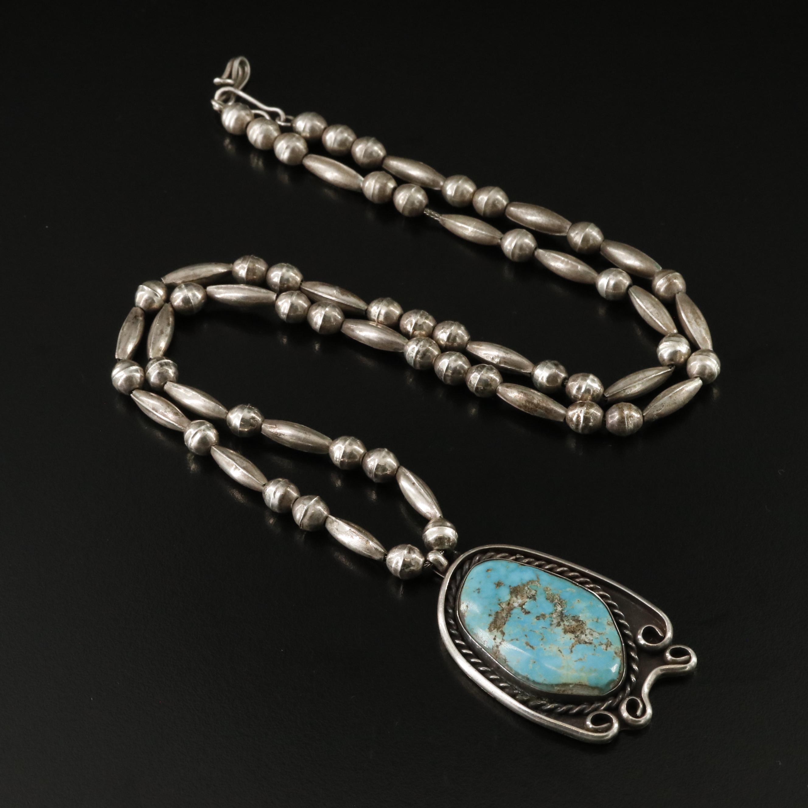 Western Style Sterling Turquoise Necklace