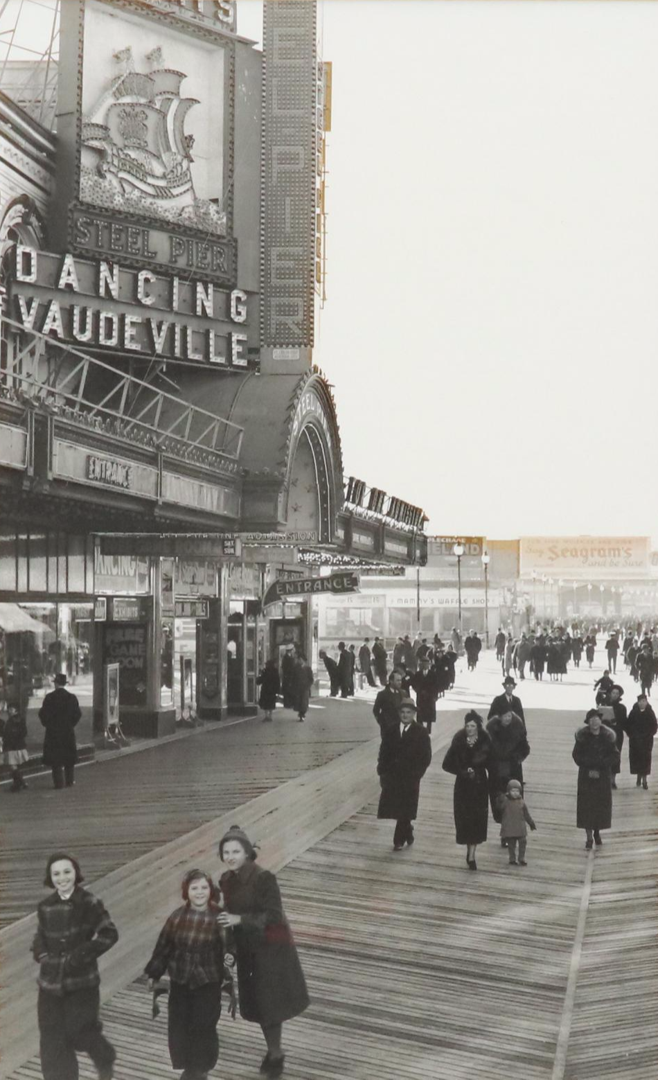 Silver Gelatin Photograph of Steel Pier Boardwalk, New Jersey