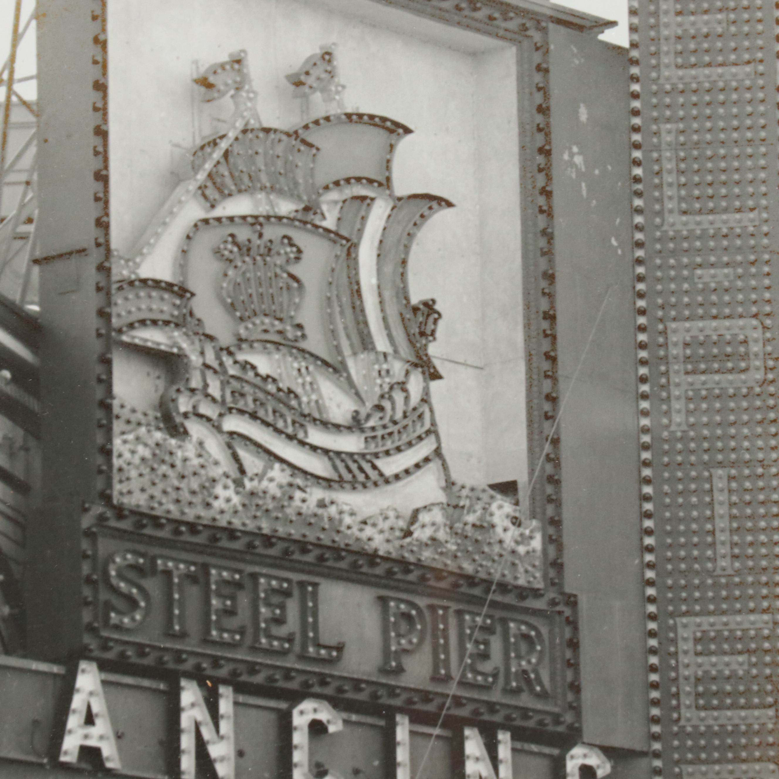 Silver Gelatin Photograph of Steel Pier Boardwalk, New Jersey