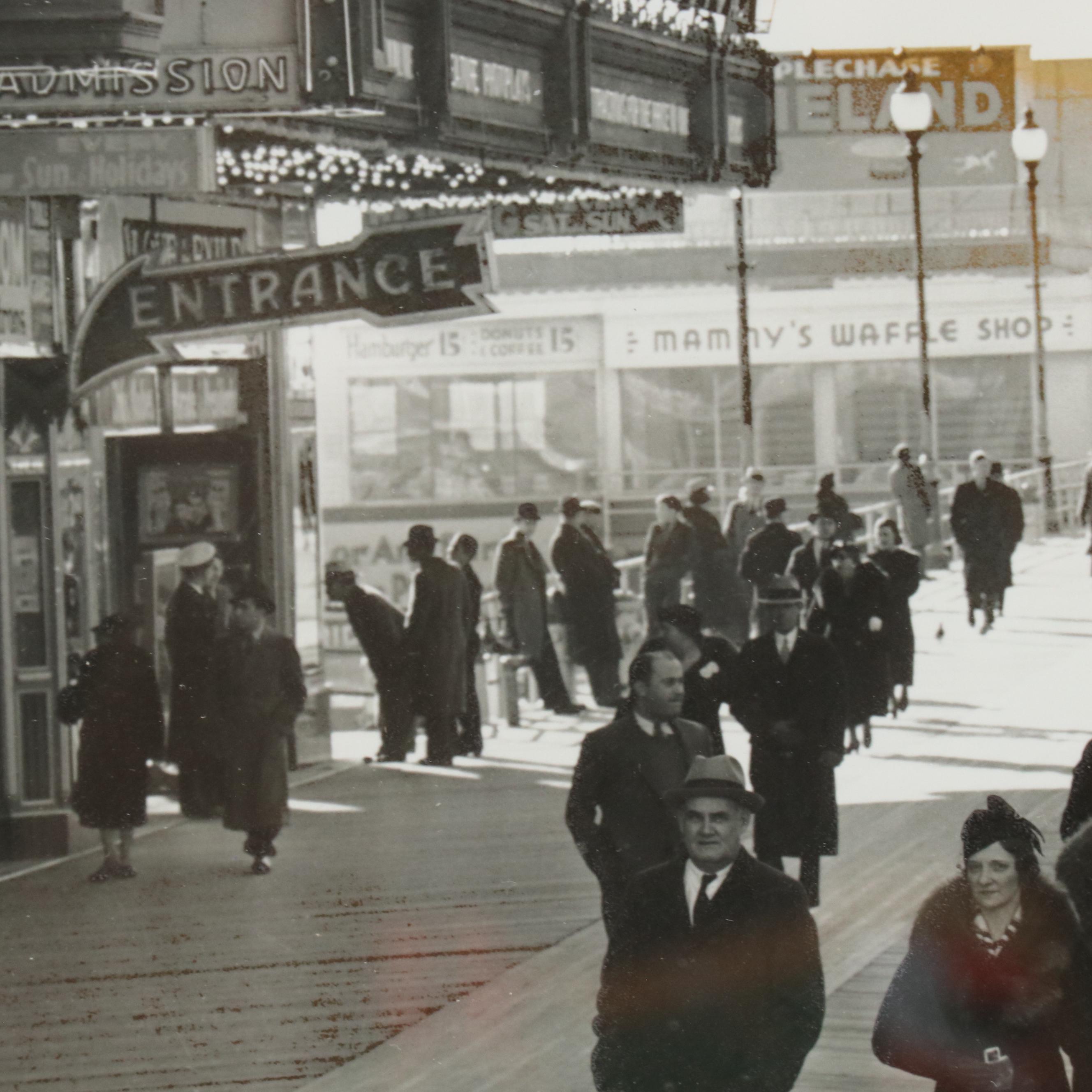 Silver Gelatin Photograph of Steel Pier Boardwalk, New Jersey