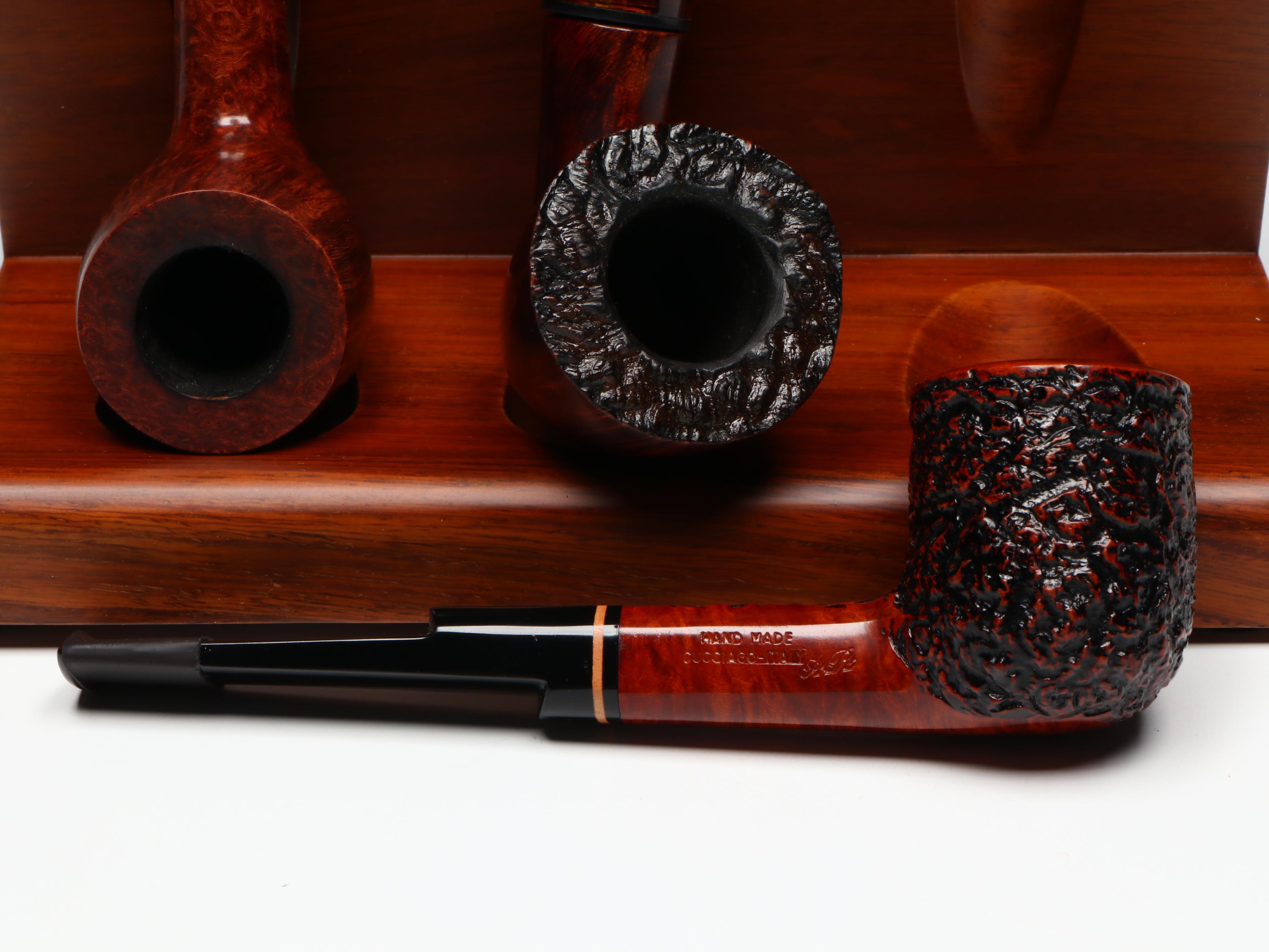 Ascorti, Claudio Cavicchi  and Karl Erick Briar Tobacco Pipes with Stand