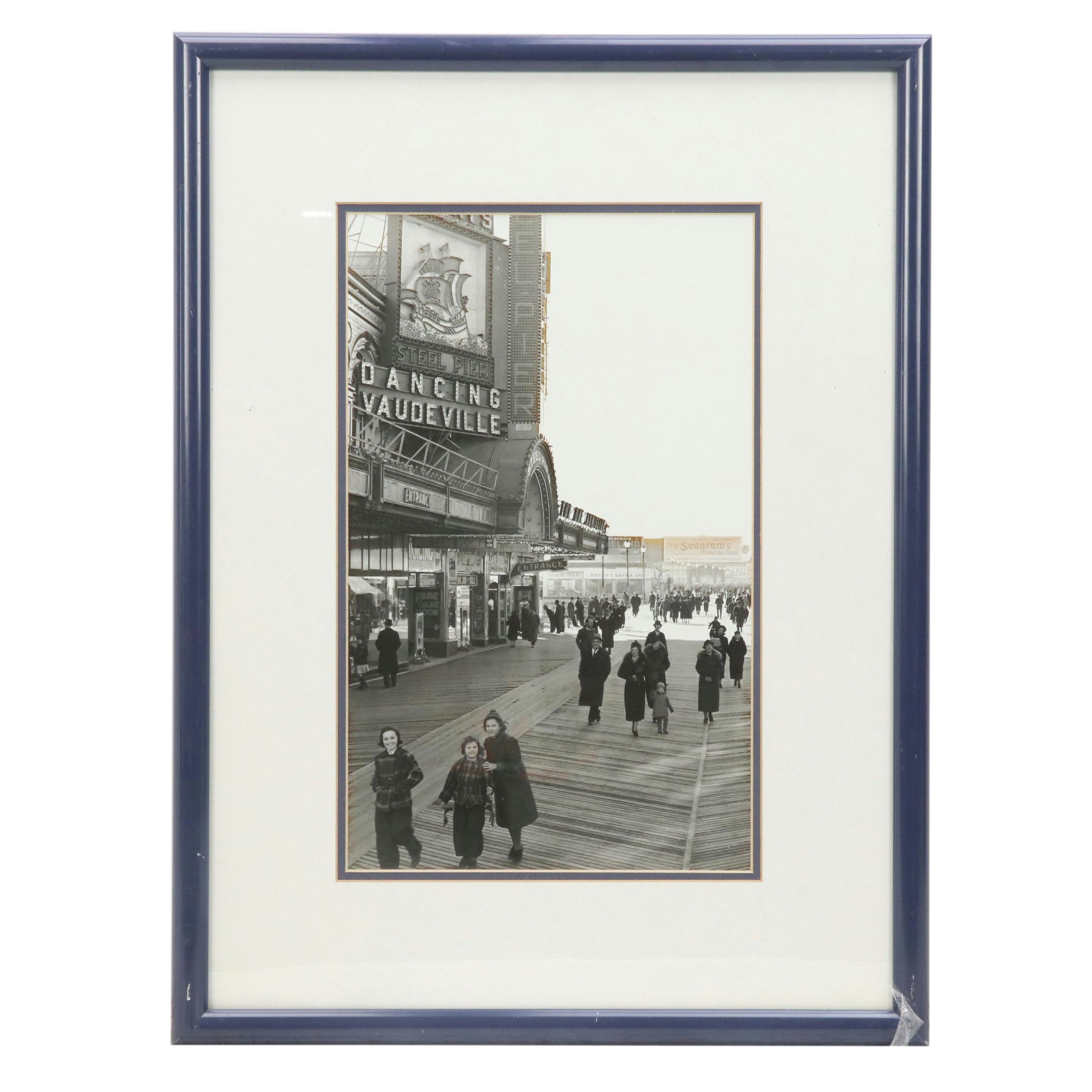Silver Gelatin Photograph of Steel Pier Boardwalk, New Jersey