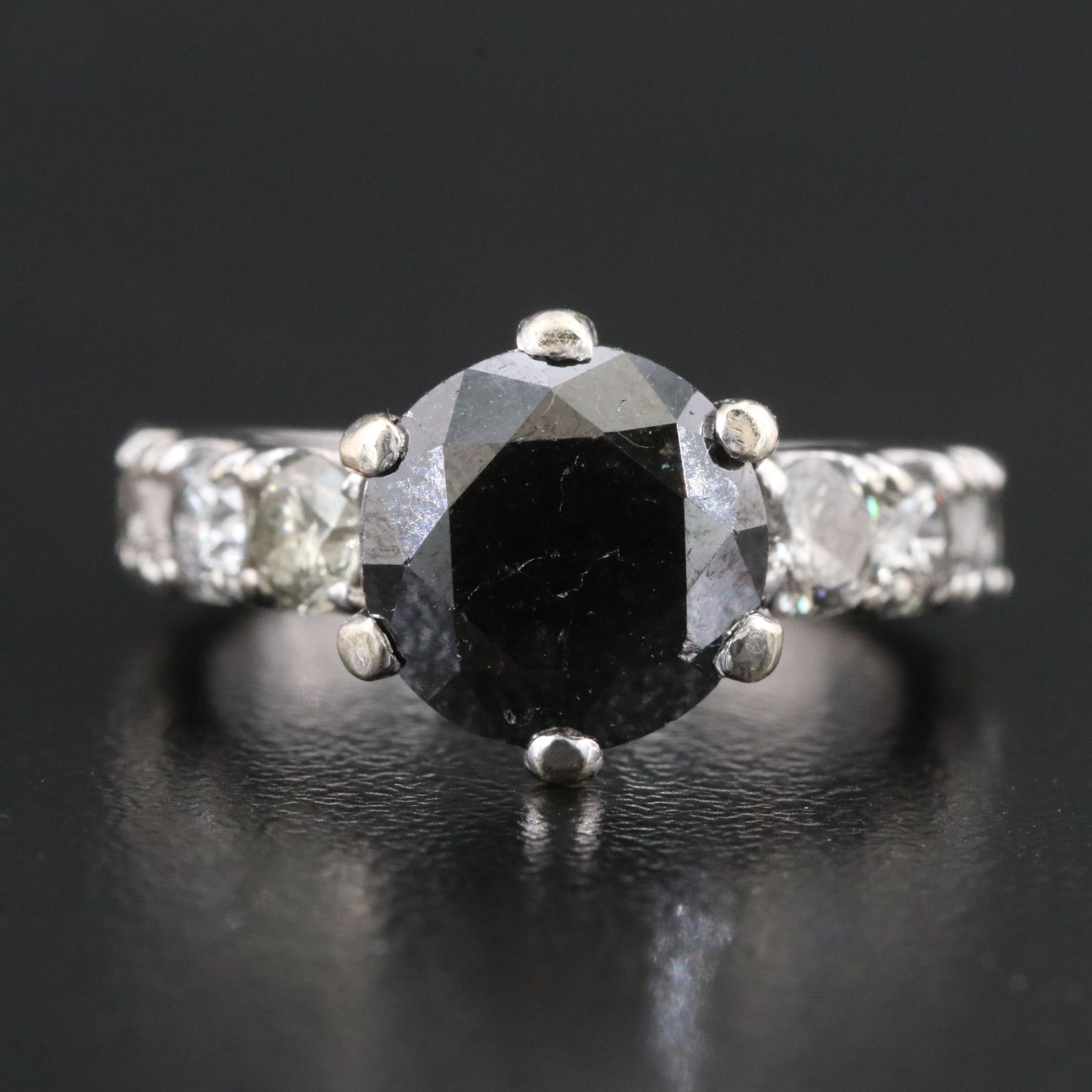 14K 3.95 CTW Diamond Ring with Fancy Black Center