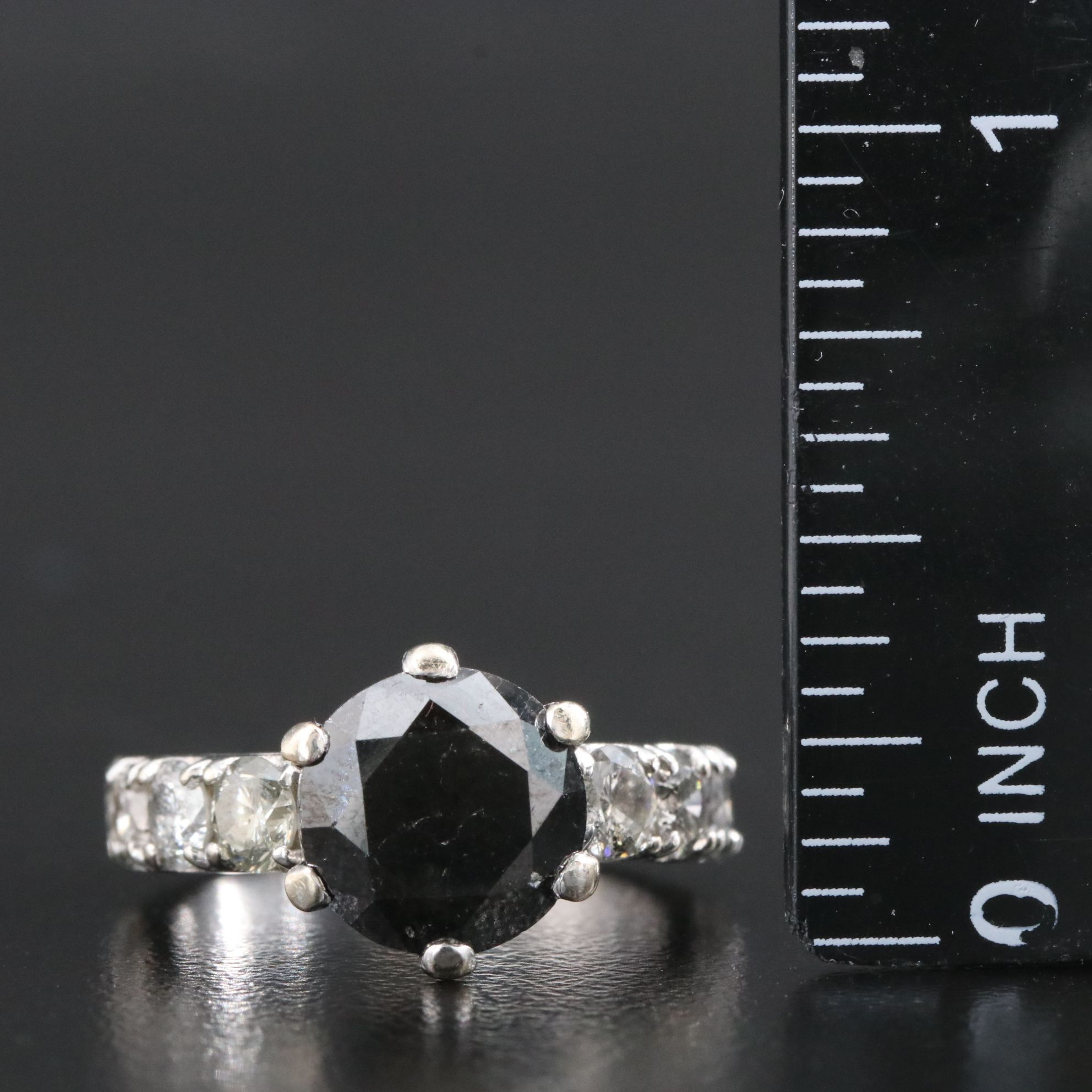 14K 3.95 CTW Diamond Ring with Fancy Black Center